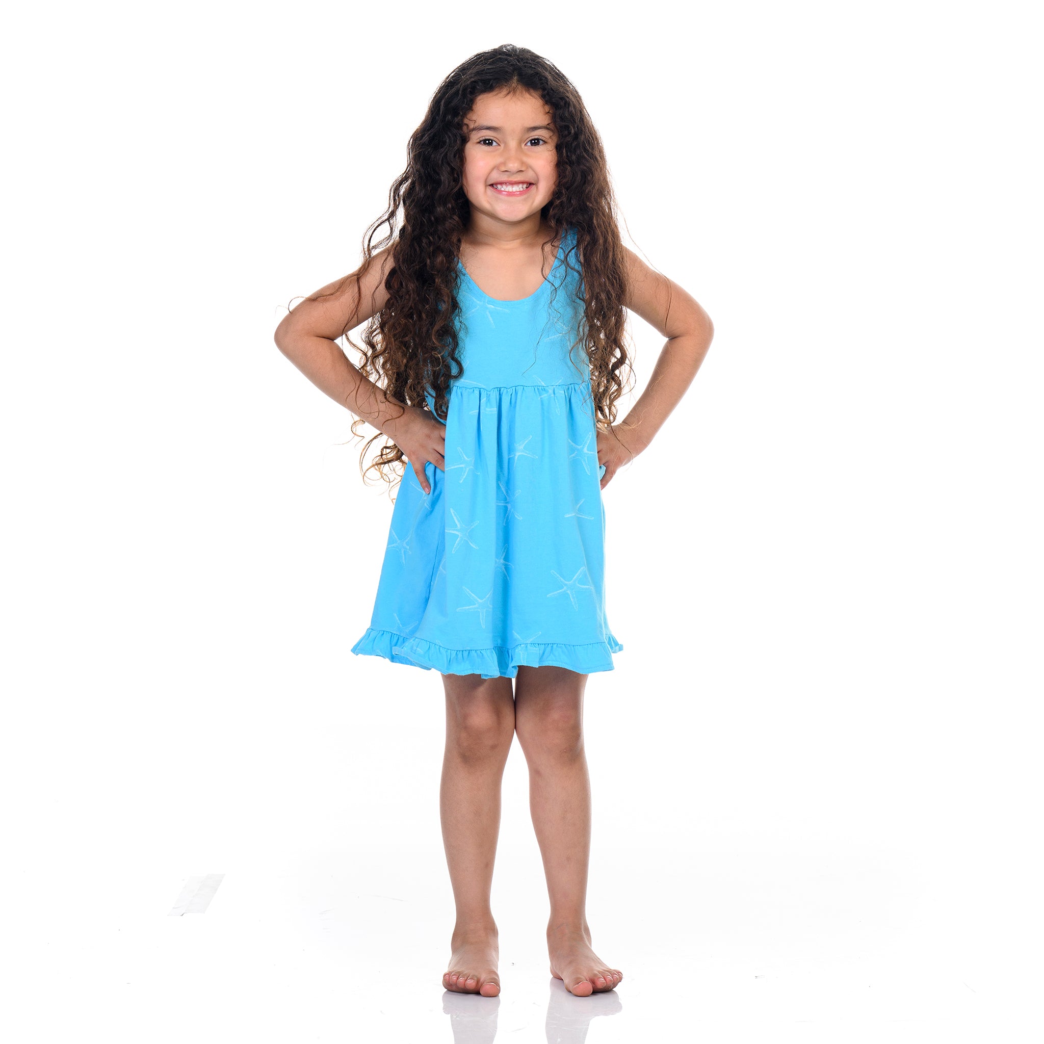 Girls Sea Star Ruffle Tank Dress