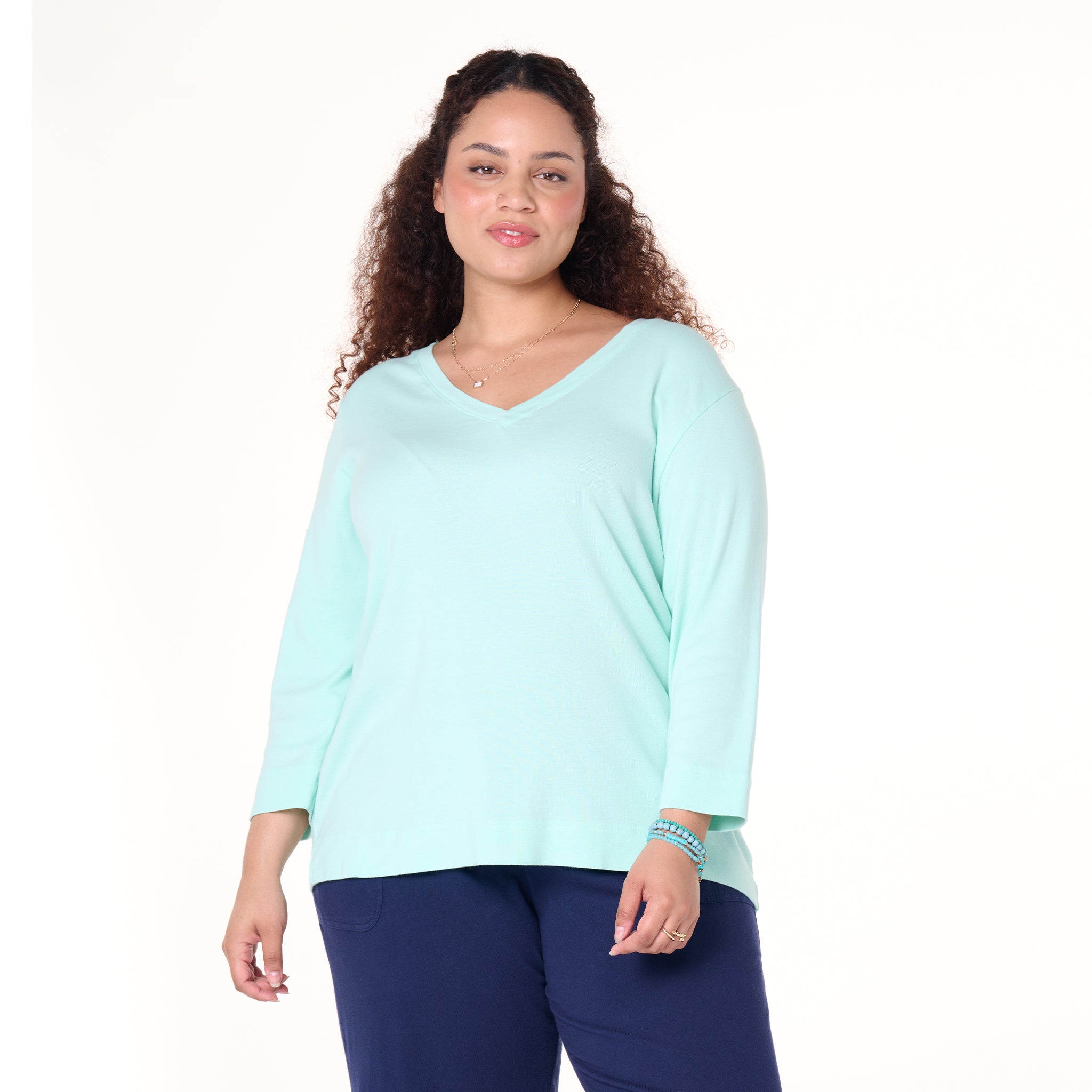 3/4 Sleeve Logo Fem T Plus Size Summer Colors