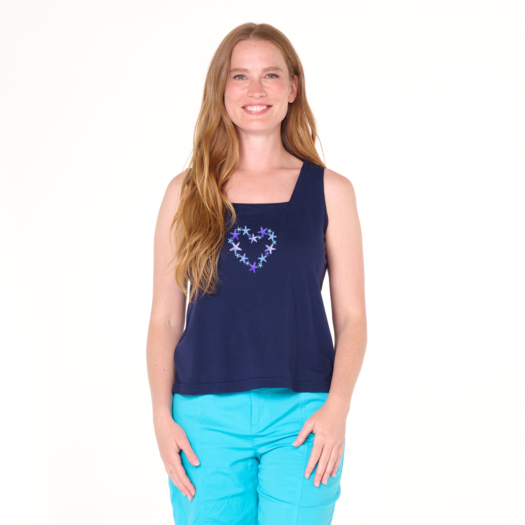Blue Sea Heart Boxy Tank