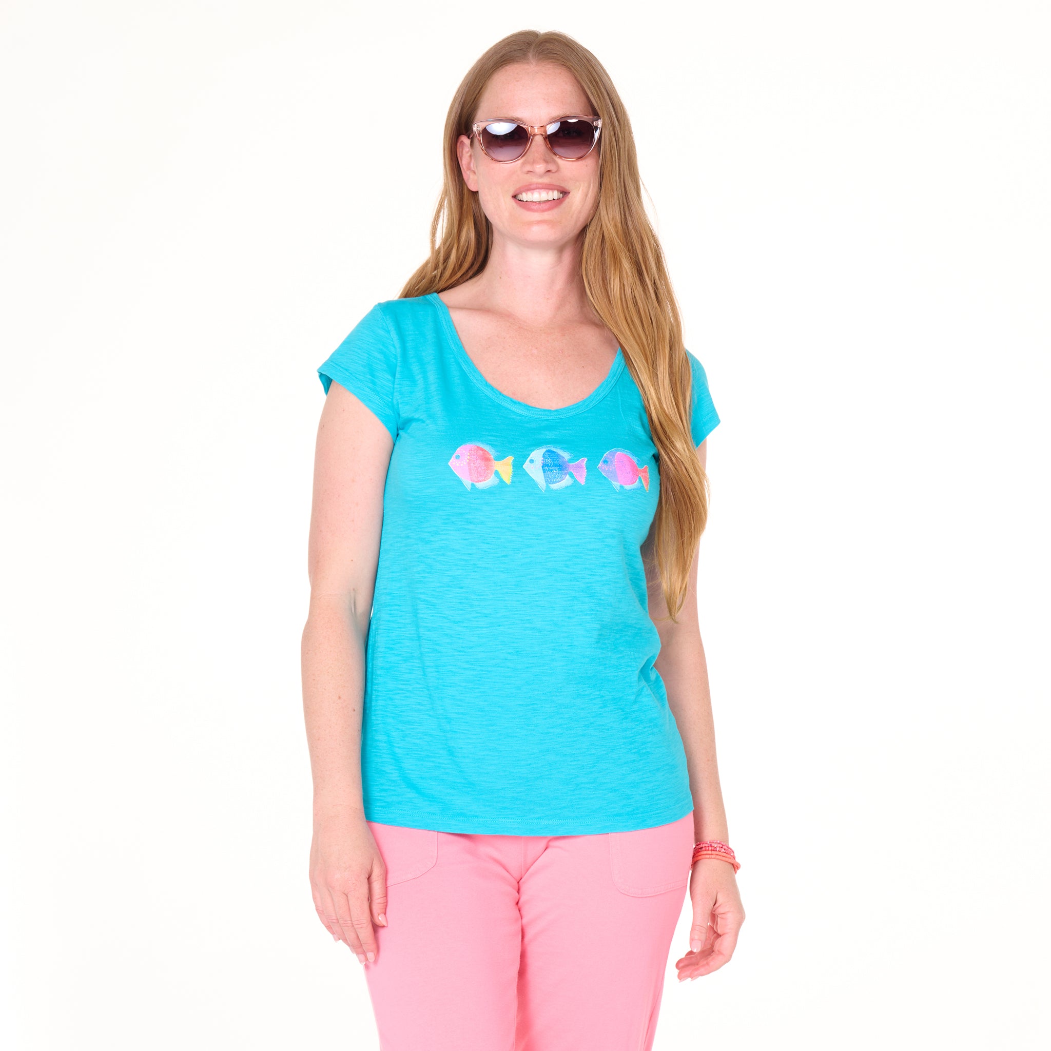 Colorful Fish Vintage Scoop Neck T