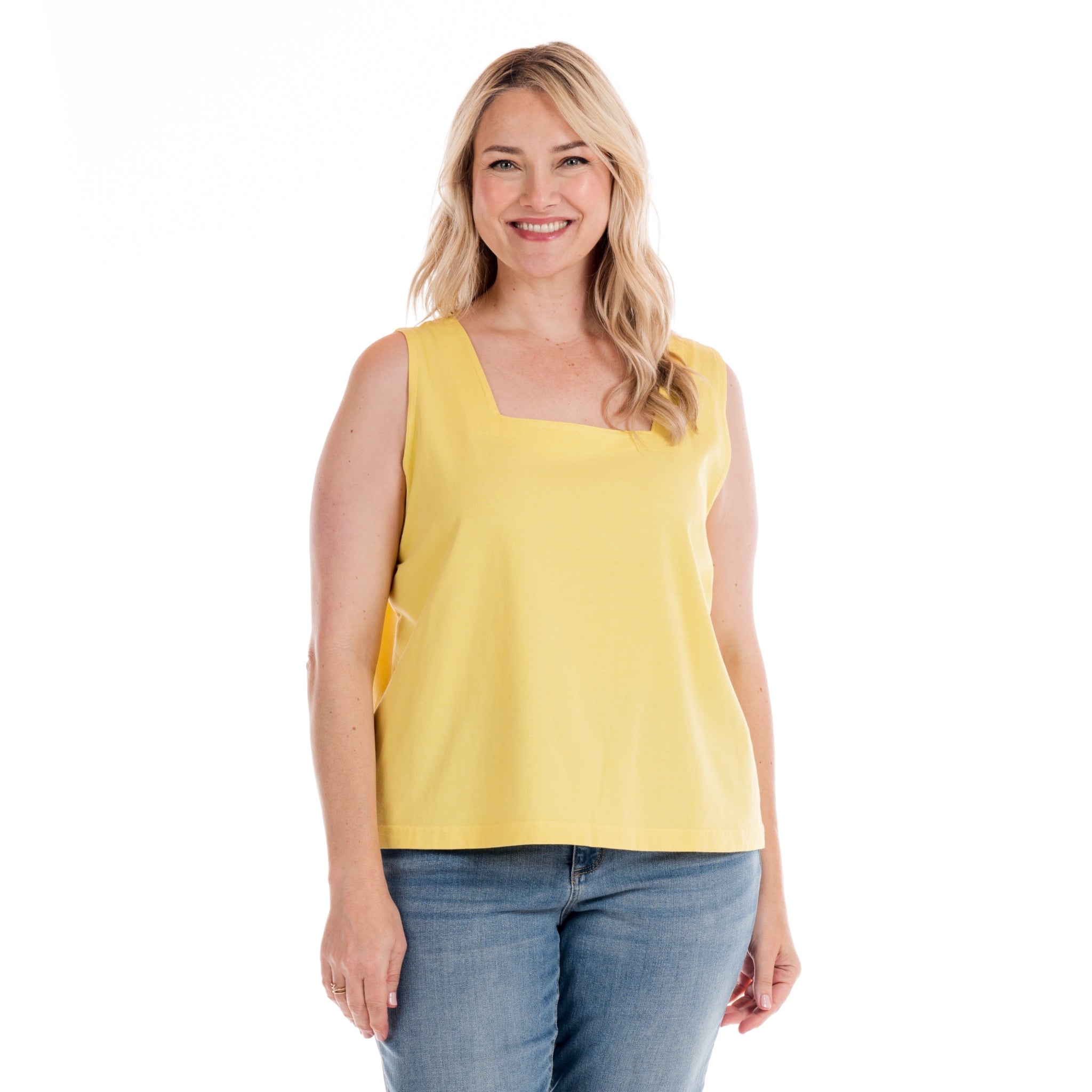 Boxy Tank | Plus Size Daffodil-Lagoon