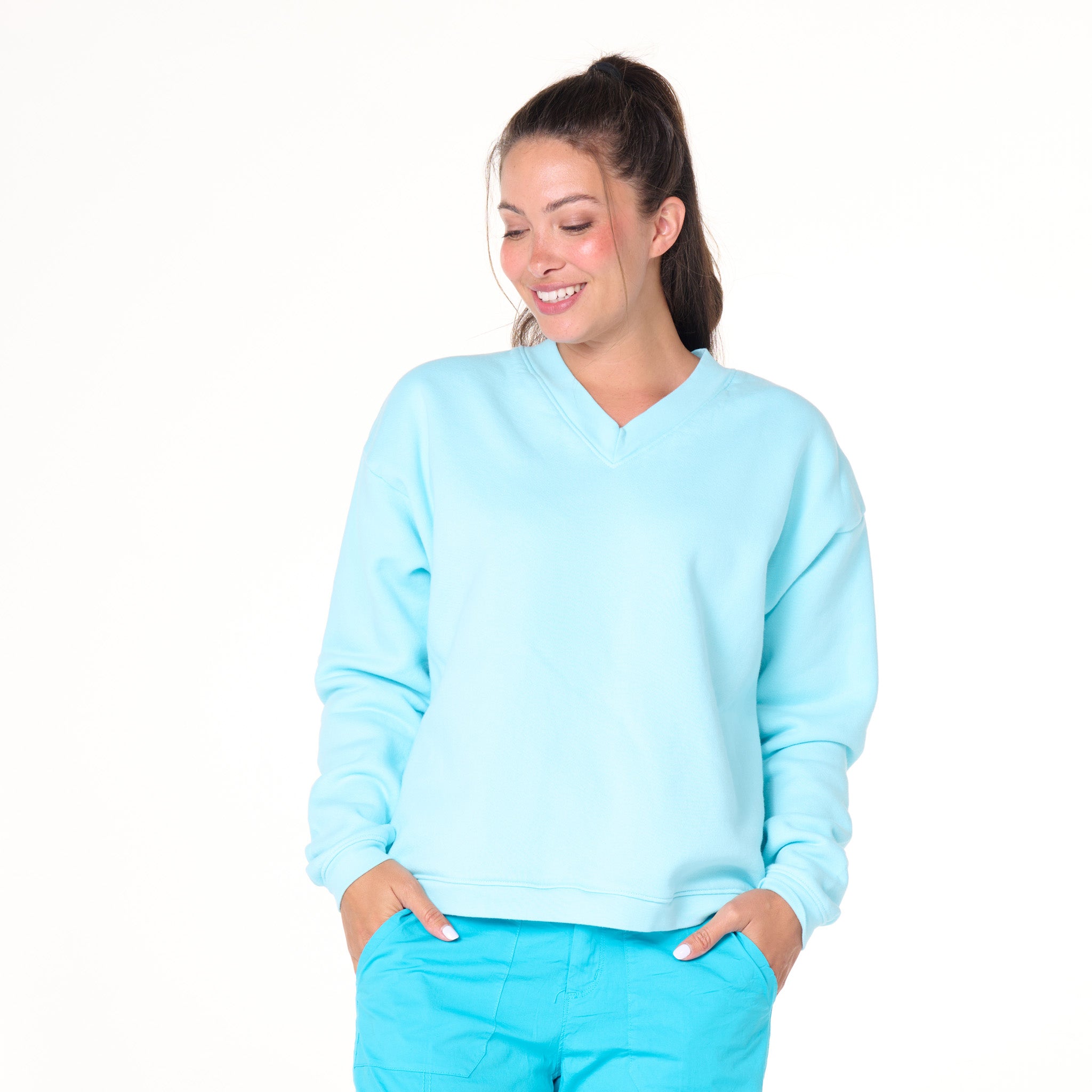Crop Easy V Neck Sweatshirt