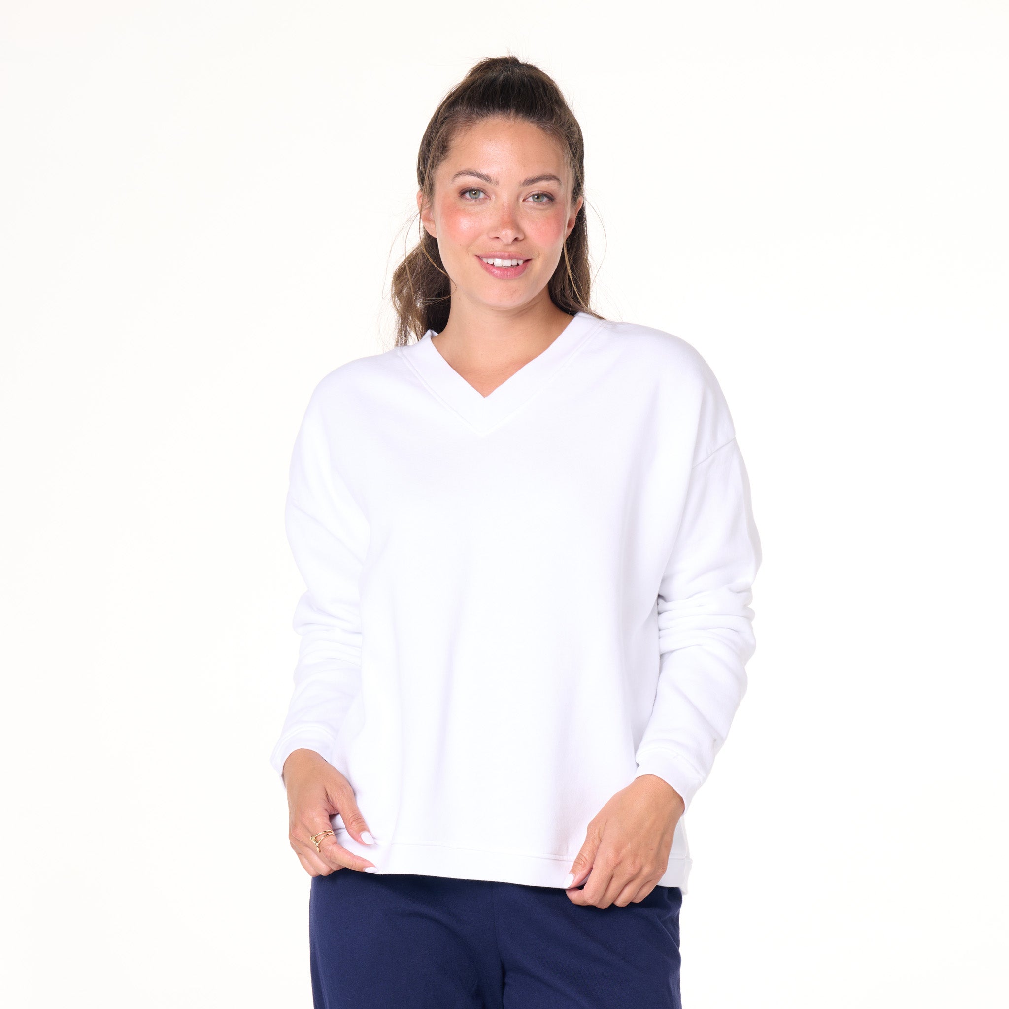 Crop Easy V Neck Sweatshirt