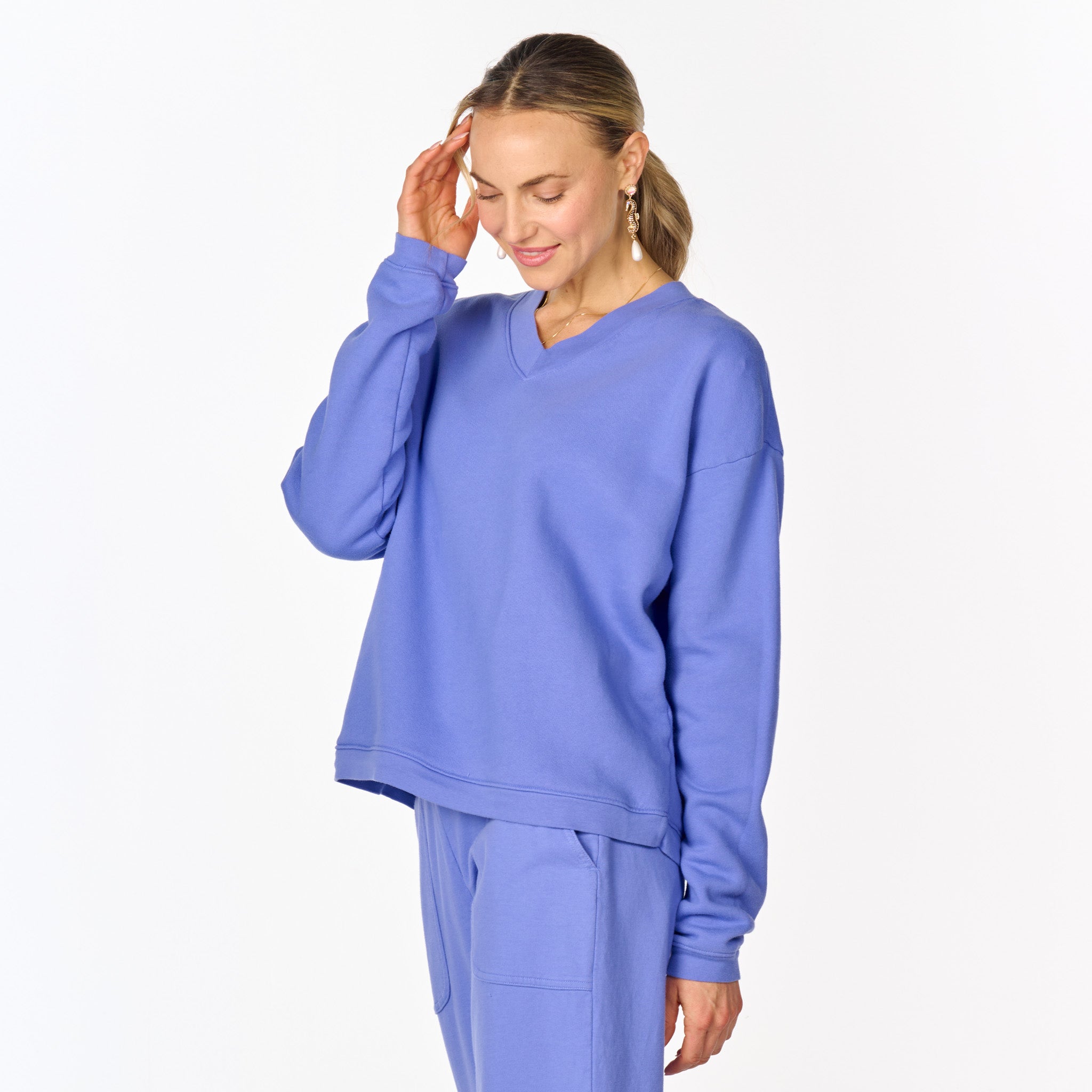 Crop Easy V Neck Sweatshirt