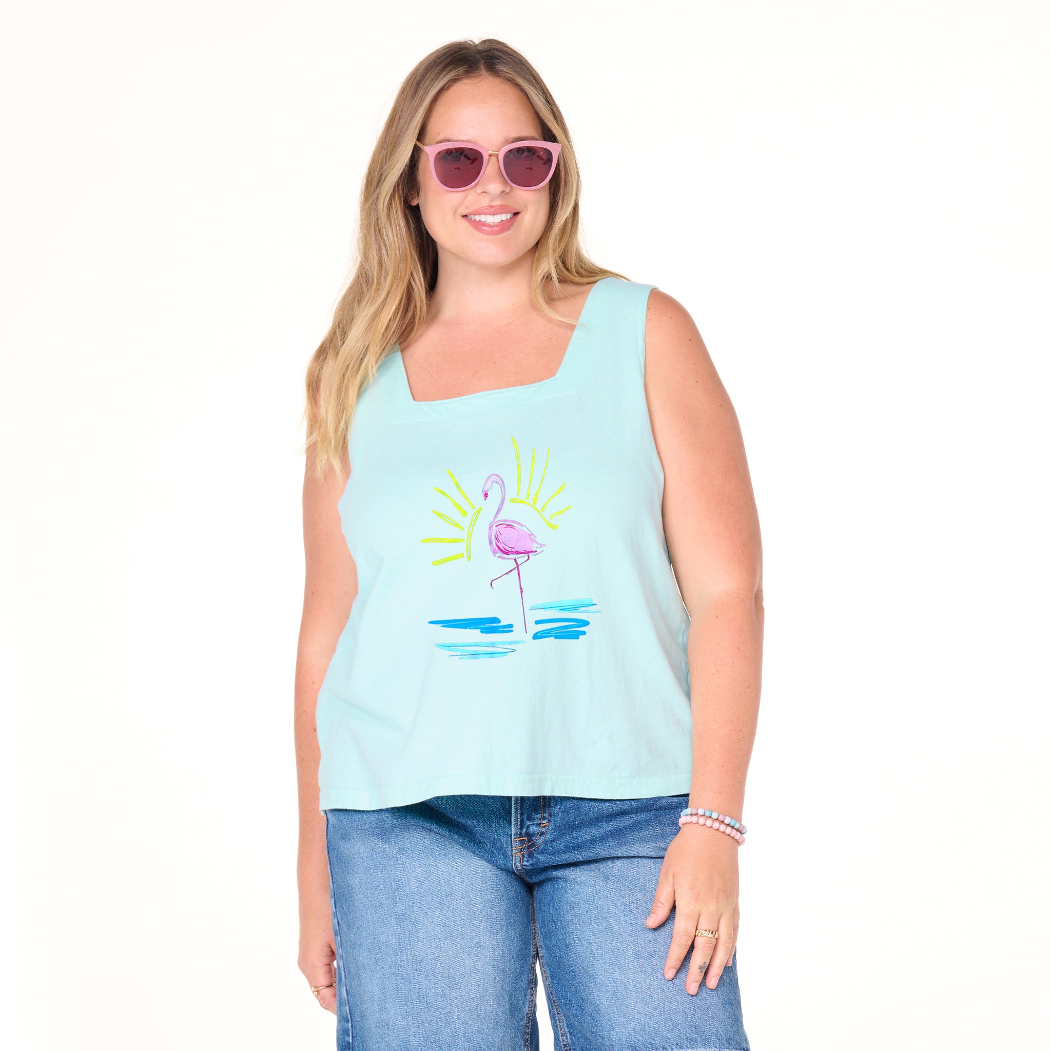Flamingo Boxy Tank | Plus Size