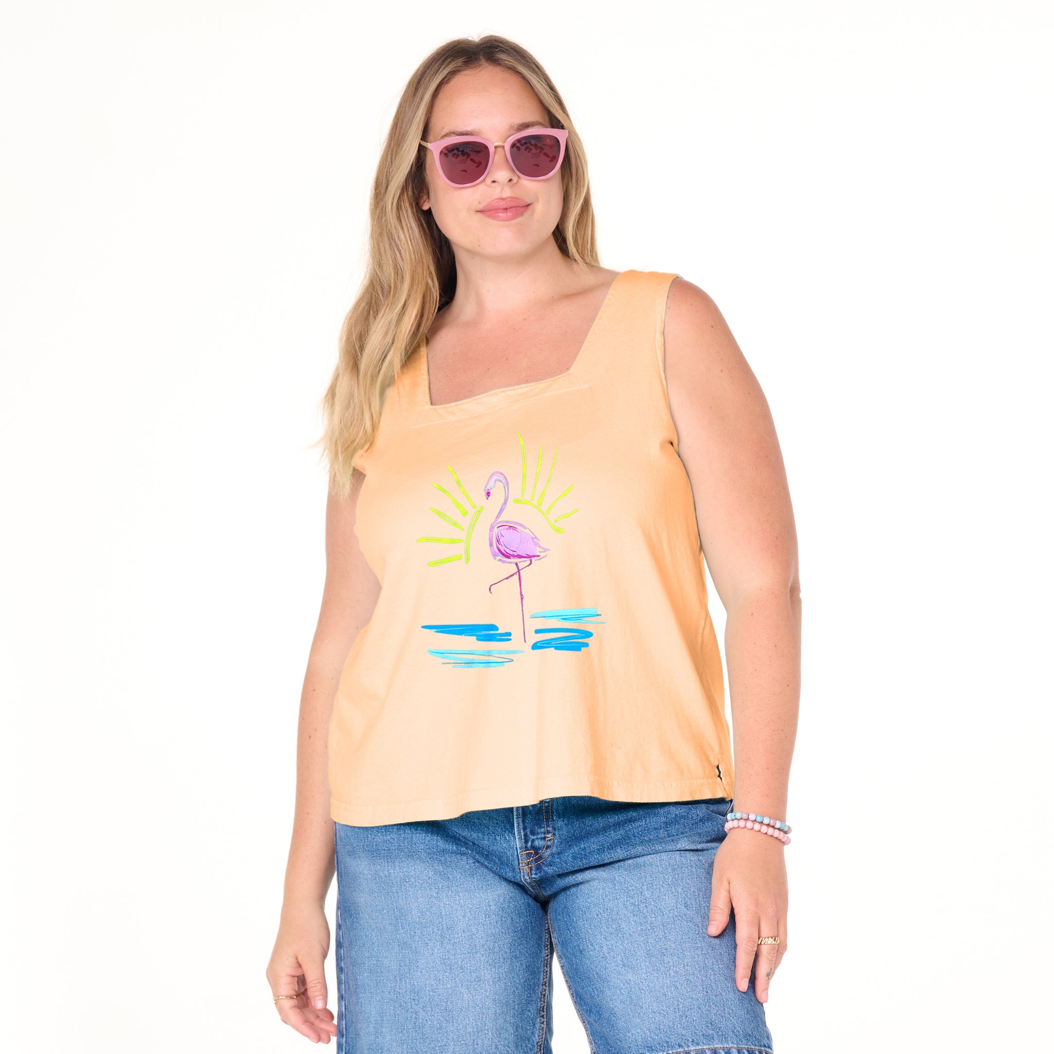 Flamingo Boxy Tank | Plus Size