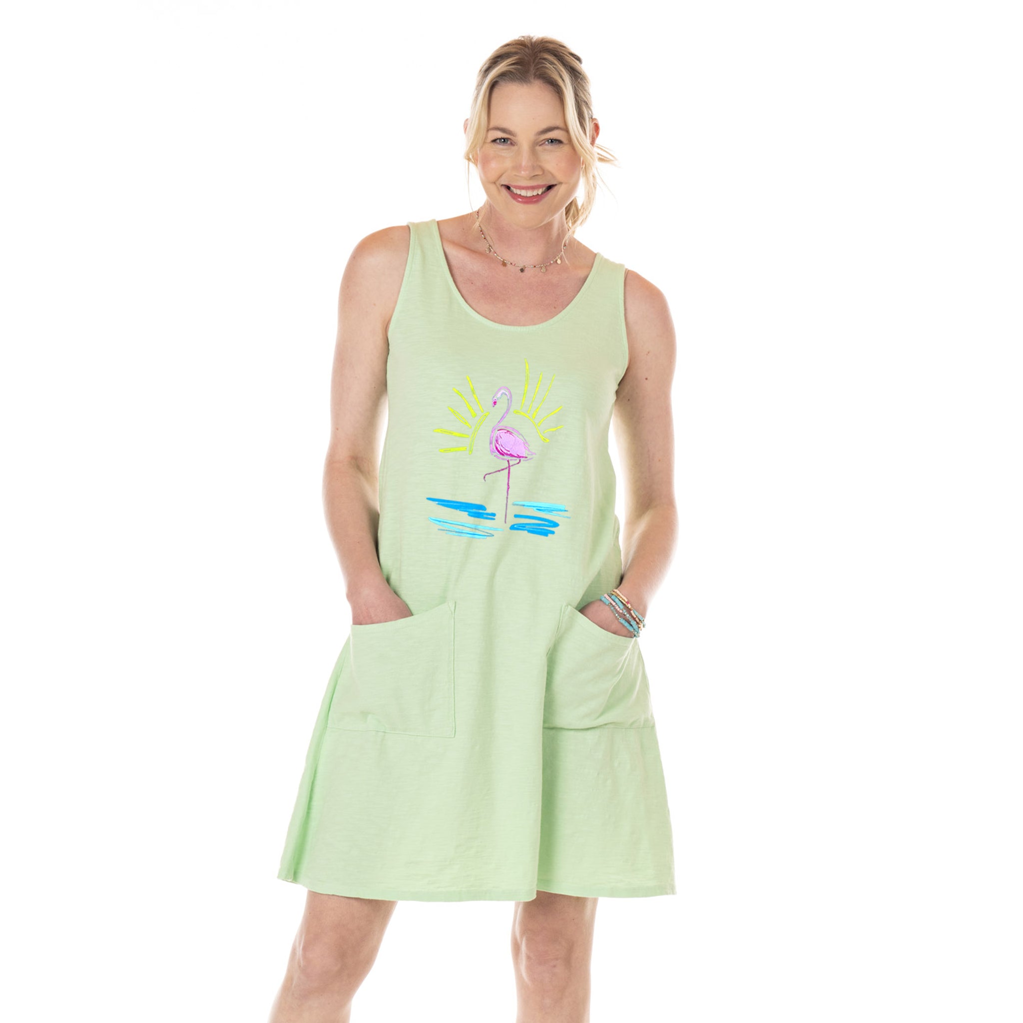 Flamingo Drape Dress
