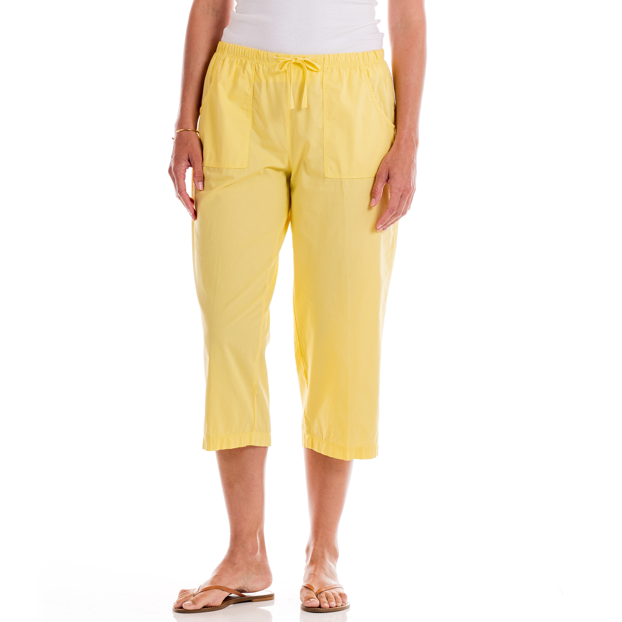 Topstitch Sheeting Capris Daffodil-Lagoon