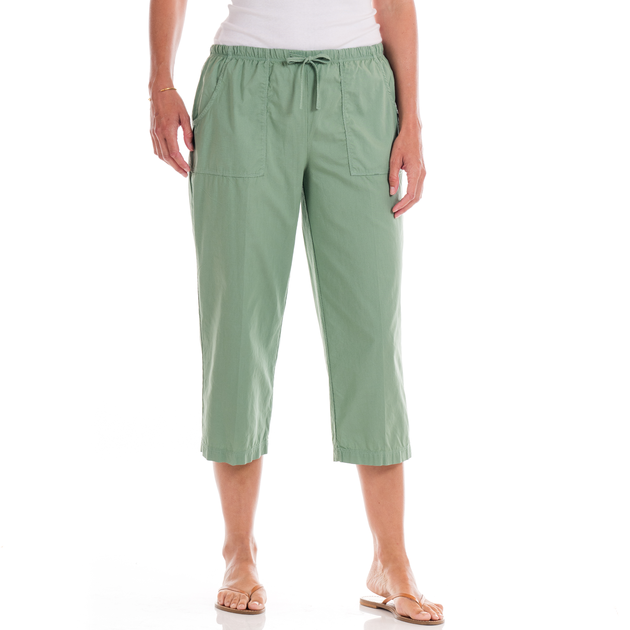 Topstitch Sheeting Capris Daffodil-Lagoon