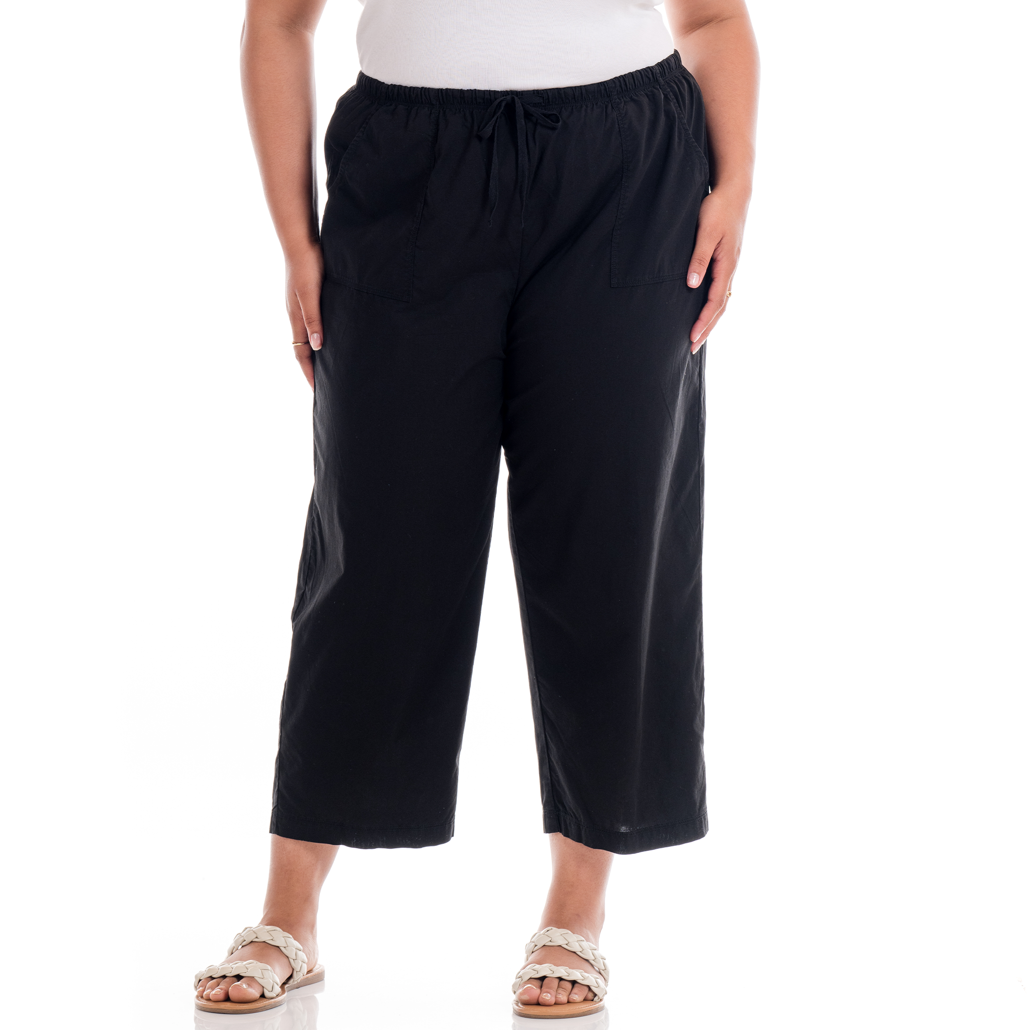Topstitch Sheeting Capris | Plus Size
