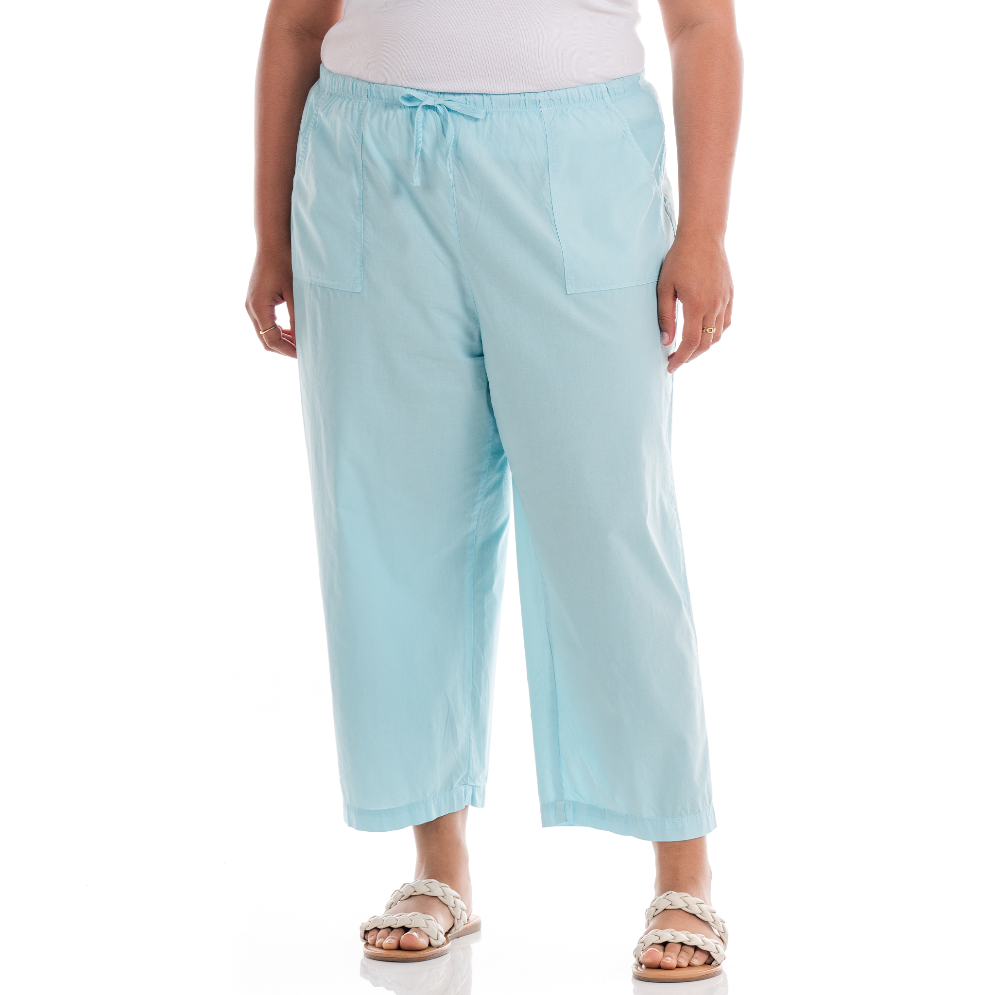 Topstitch Sheeting Capris | Plus Size