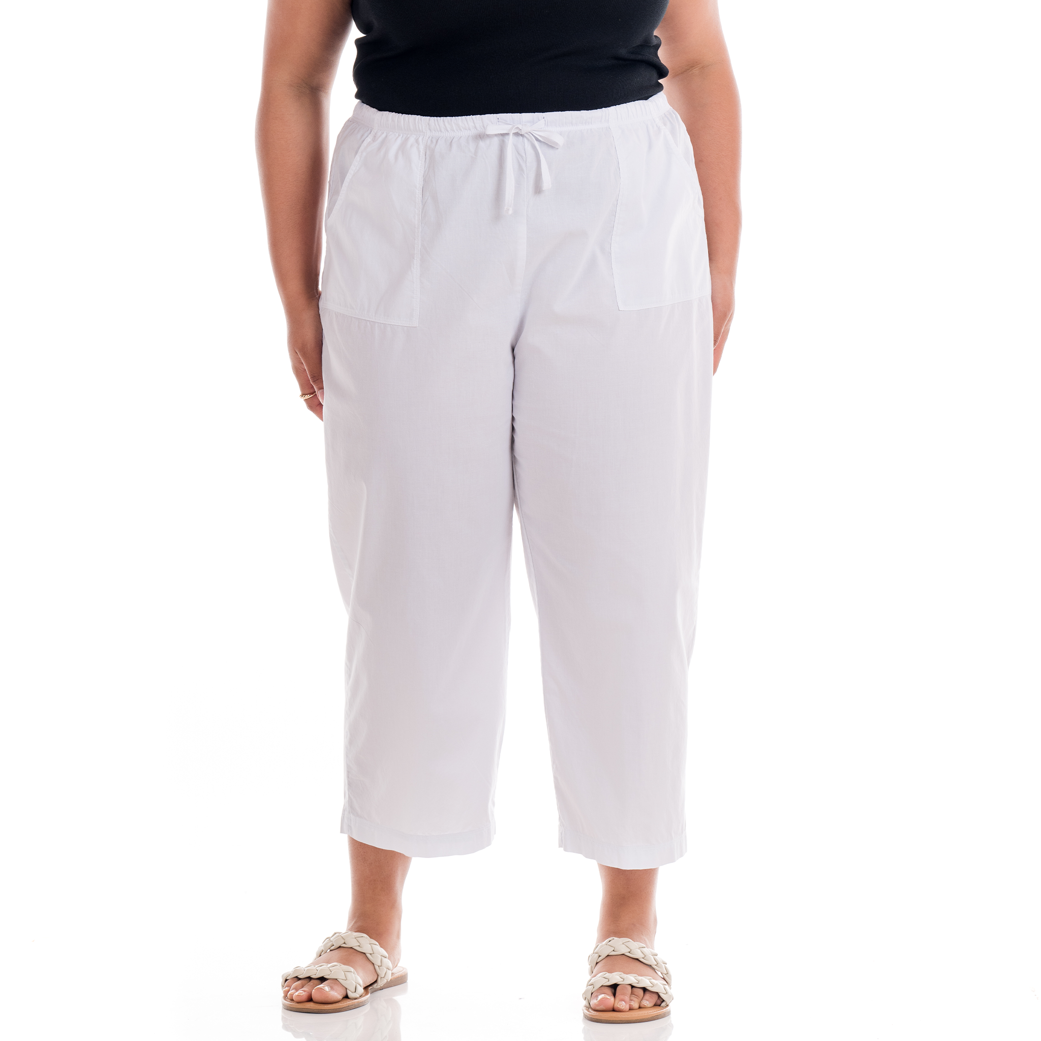 Topstitch Sheeting Capris | Plus Size