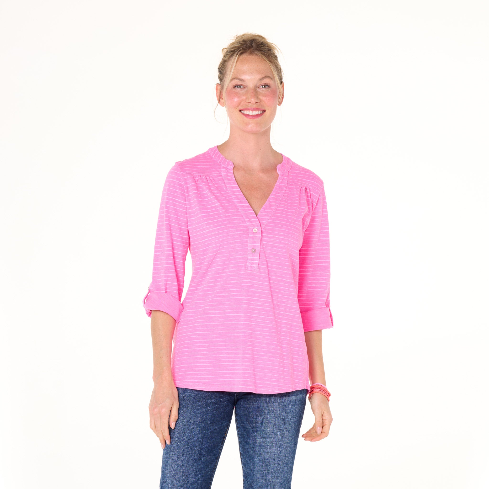 Ocean Stripe Buttonside Henley | Clearance