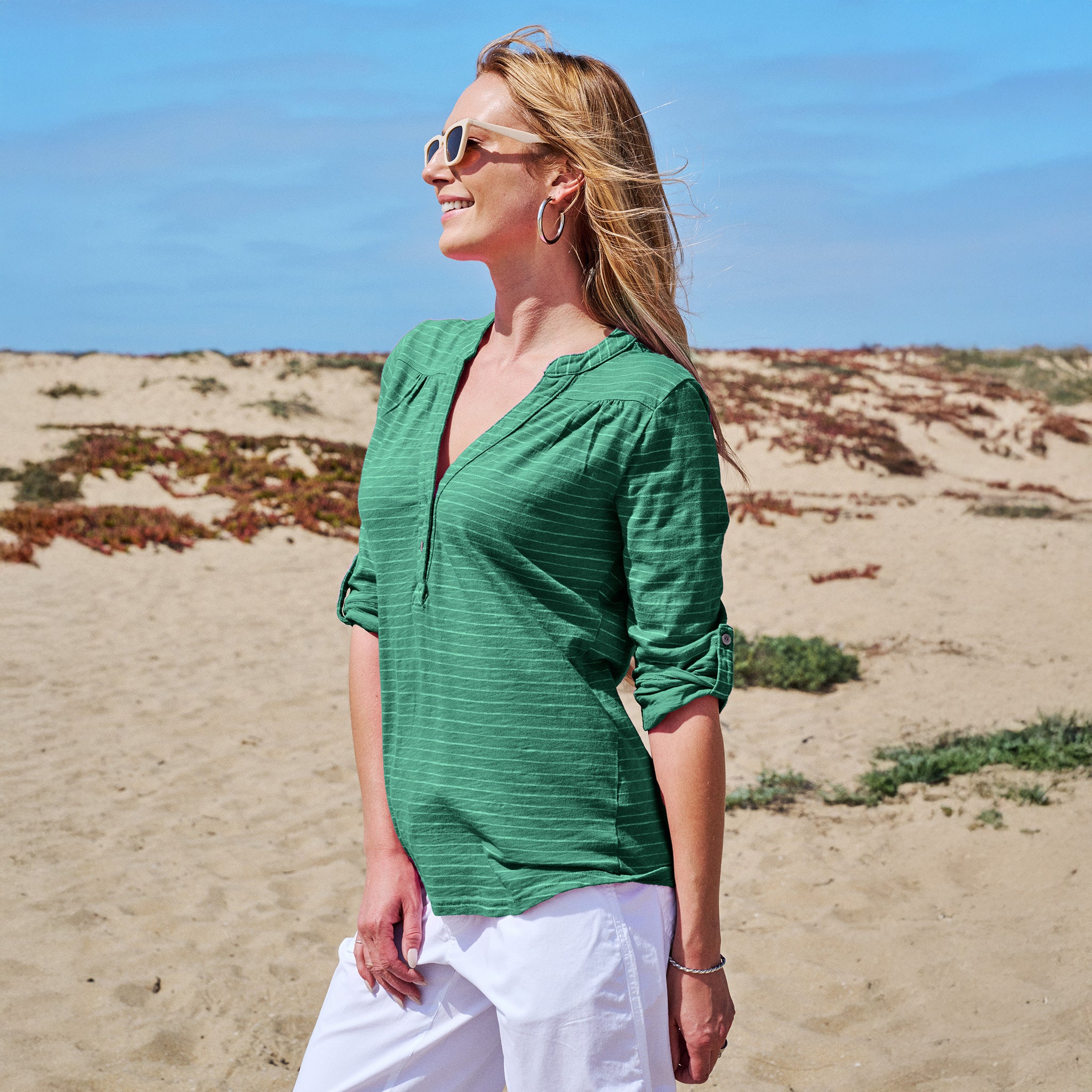 Ocean Stripe Buttonside Henley - 2025 Fall Colors