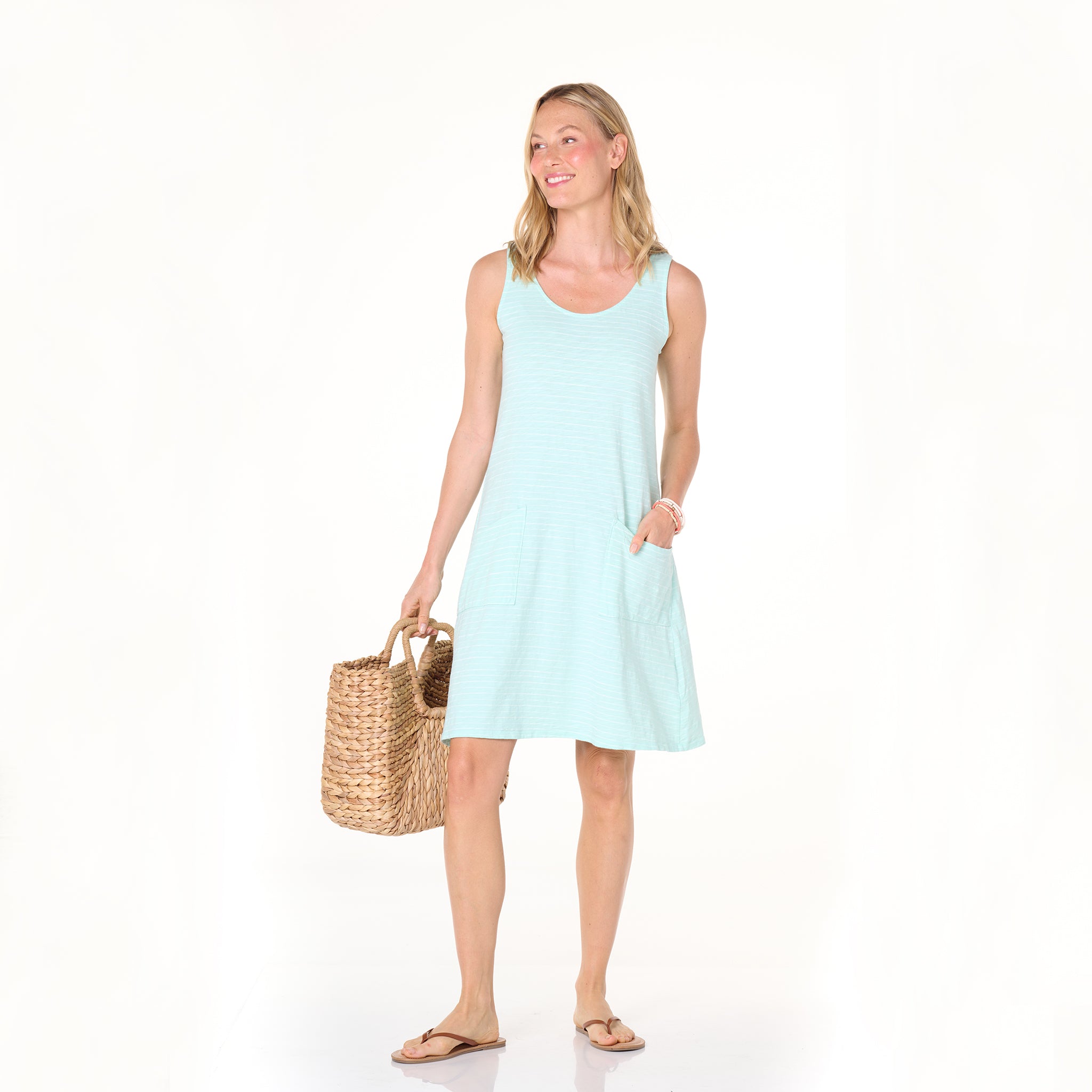 Ocean Stripe Drape Dress Summer Colors