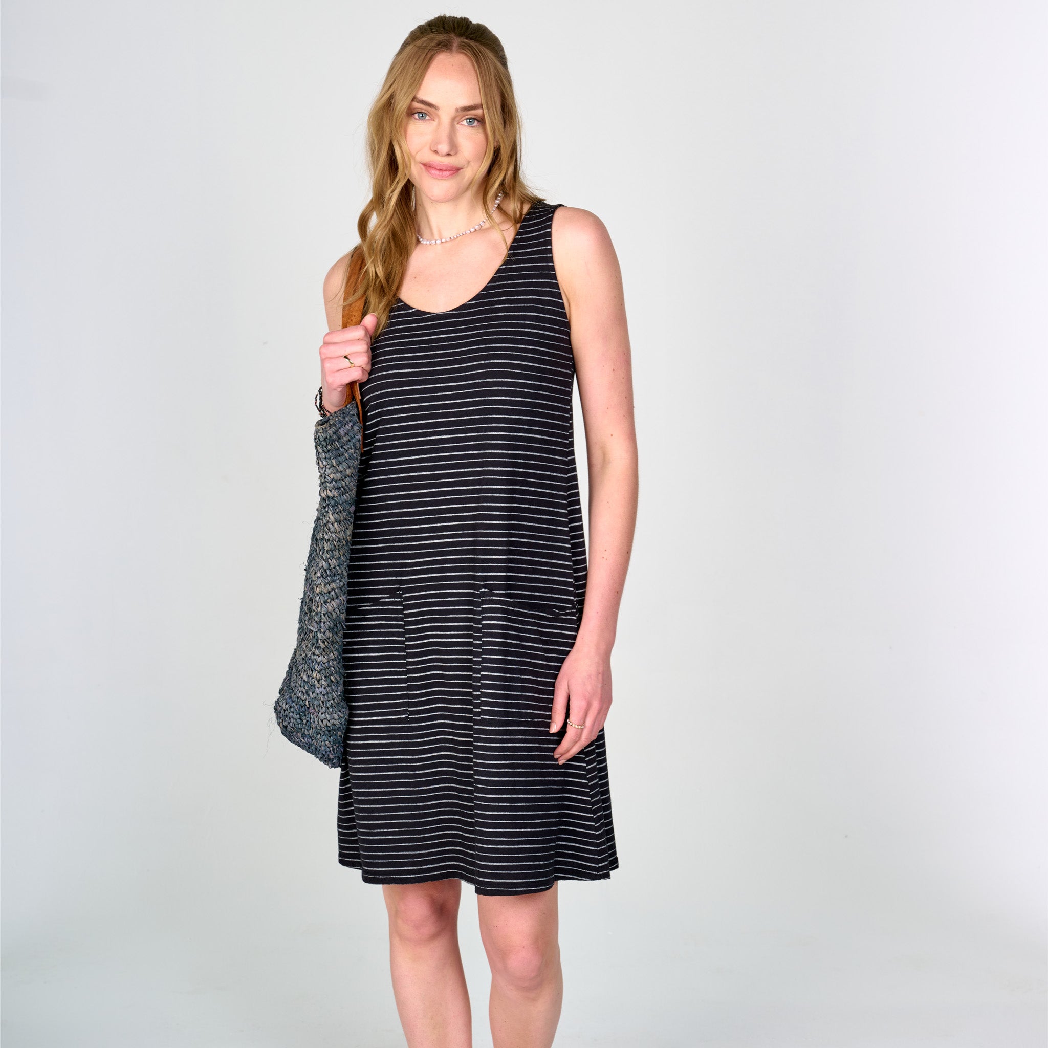 Ocean Stripe Drape Dress