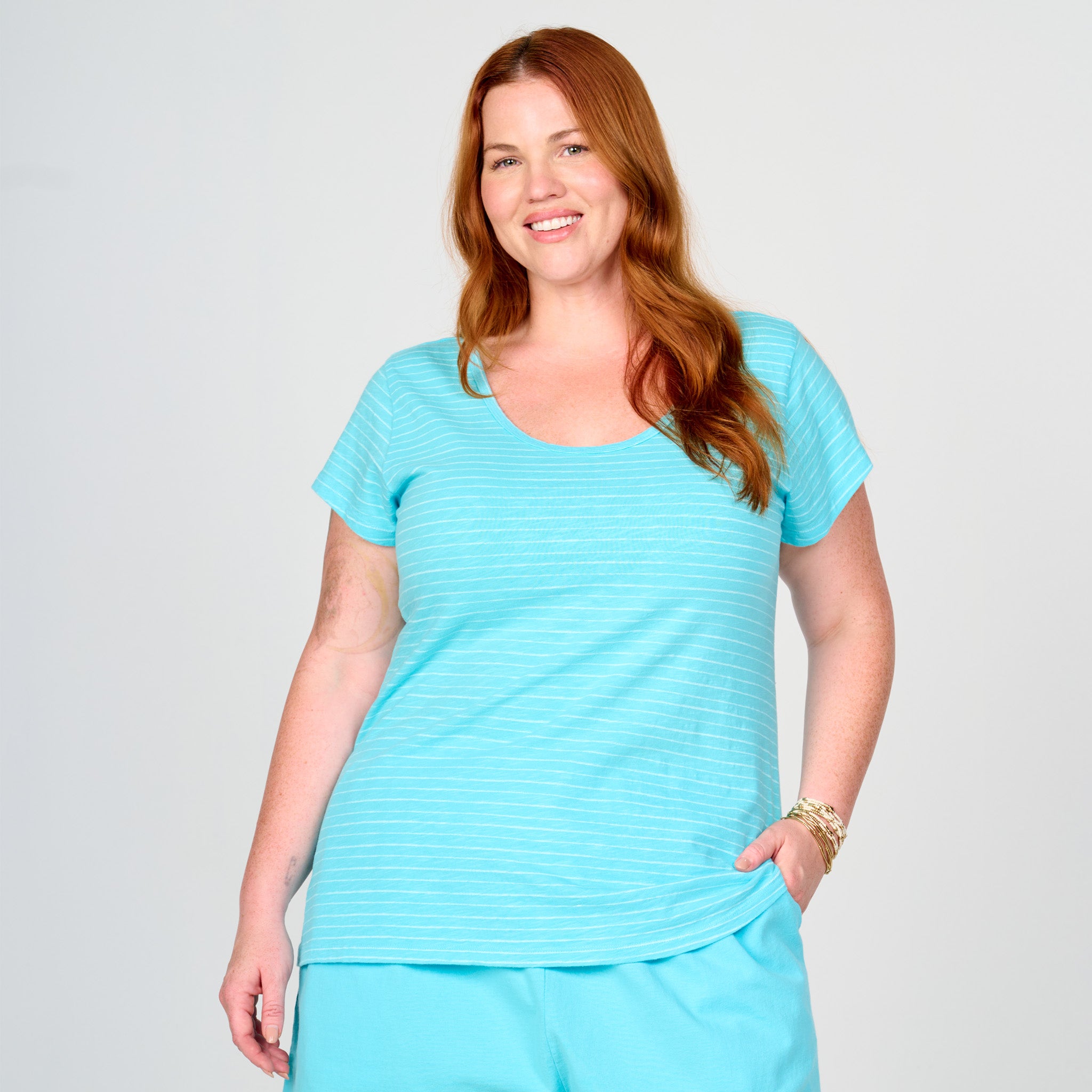 Ocean Stripe Vintage Scoop Neck T | Plus Size
