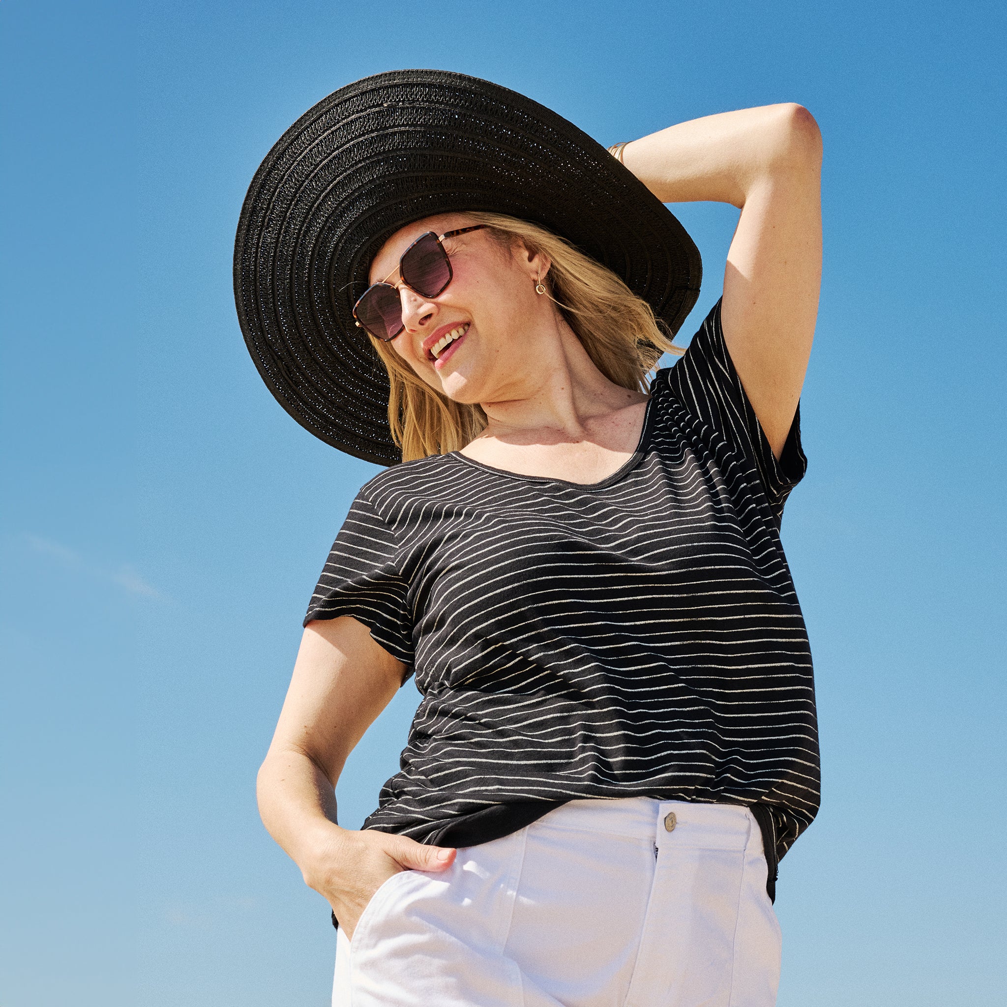 Ocean Stripe Vintage Scoop Neck T | Plus Size