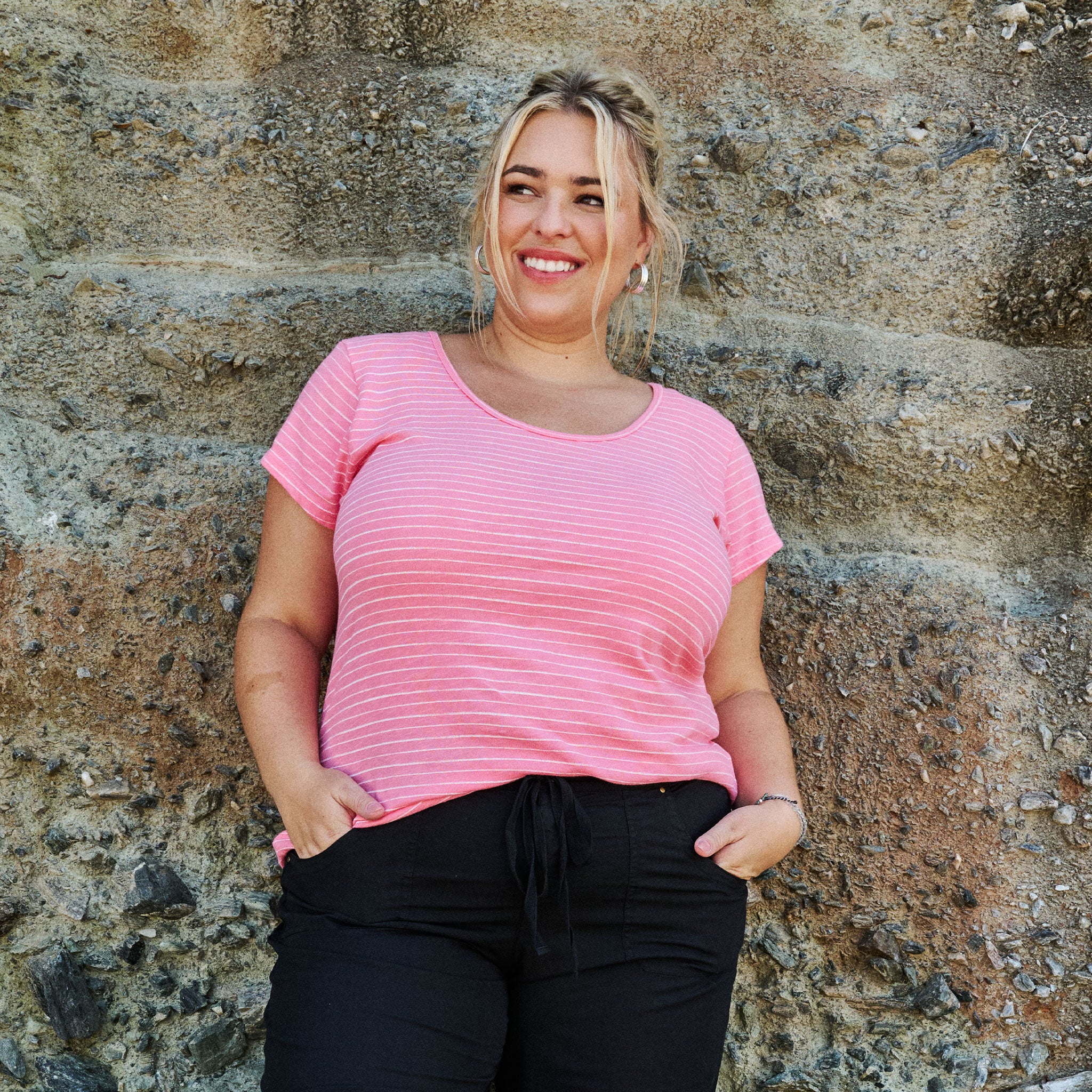 Ocean Stripe Vintage Scoop Neck T | Plus Size