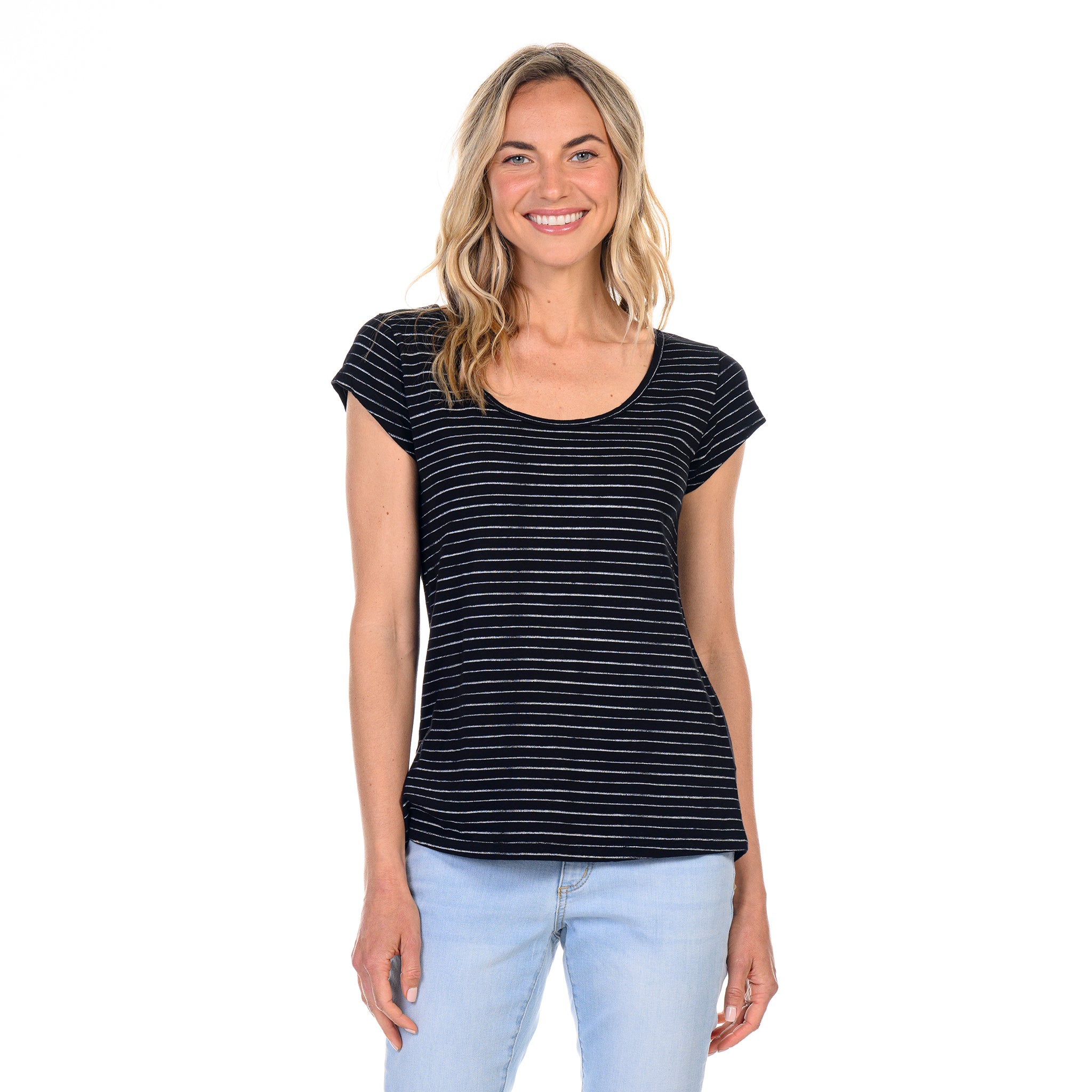 Ocean Stripe Vintage Scoop Neck T
