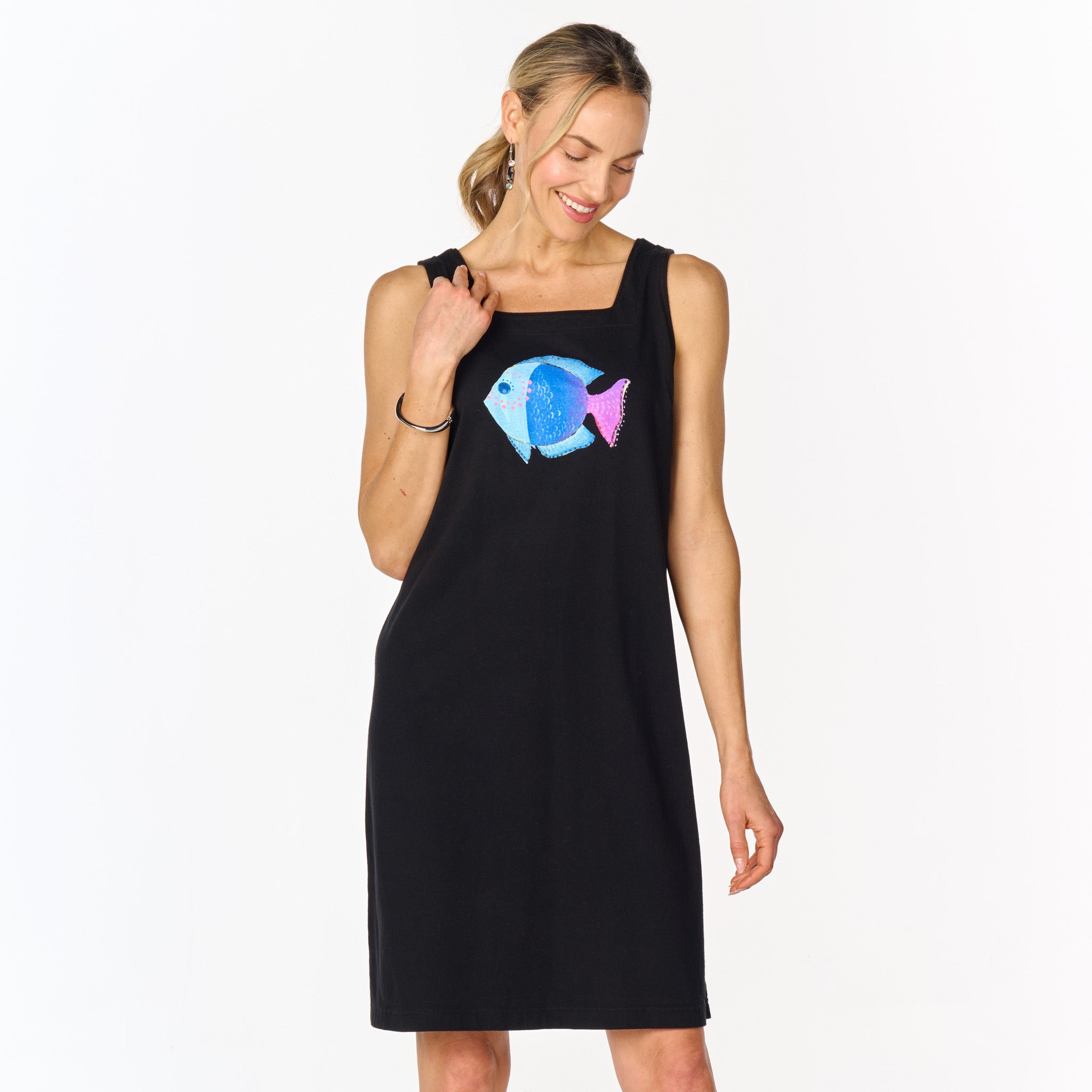 Ombre Fish Square Neck Dress