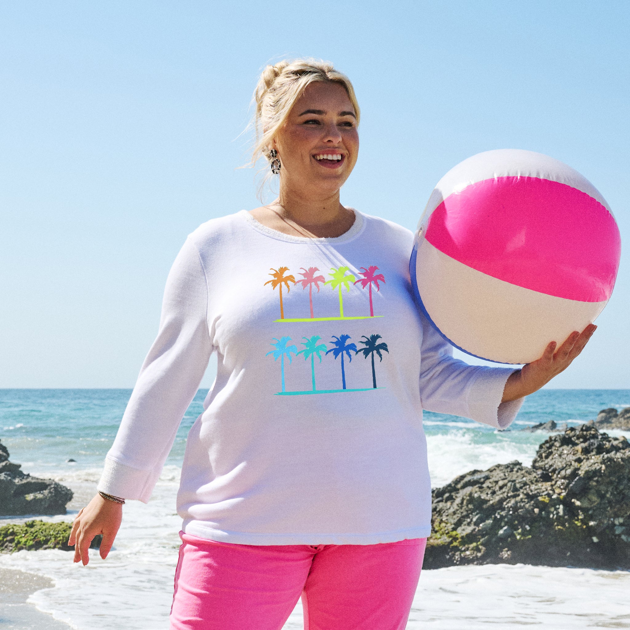 Palm Hues Sunset Sweatshirt | Plus Size