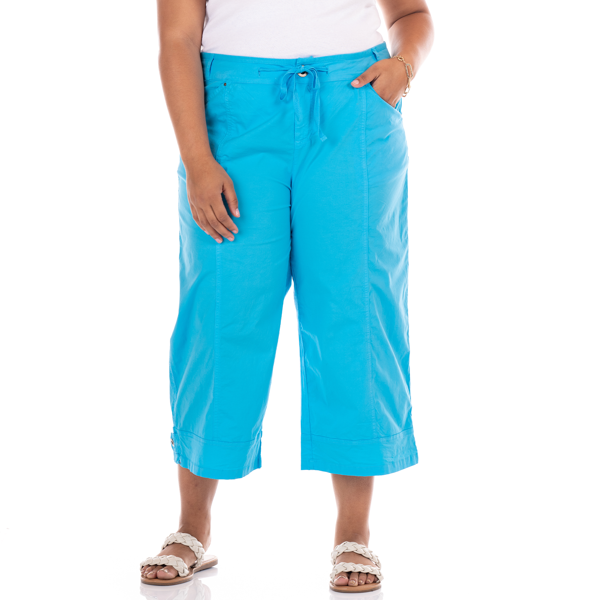 Safari Capris | Plus Size Blue Fin- Lagoon