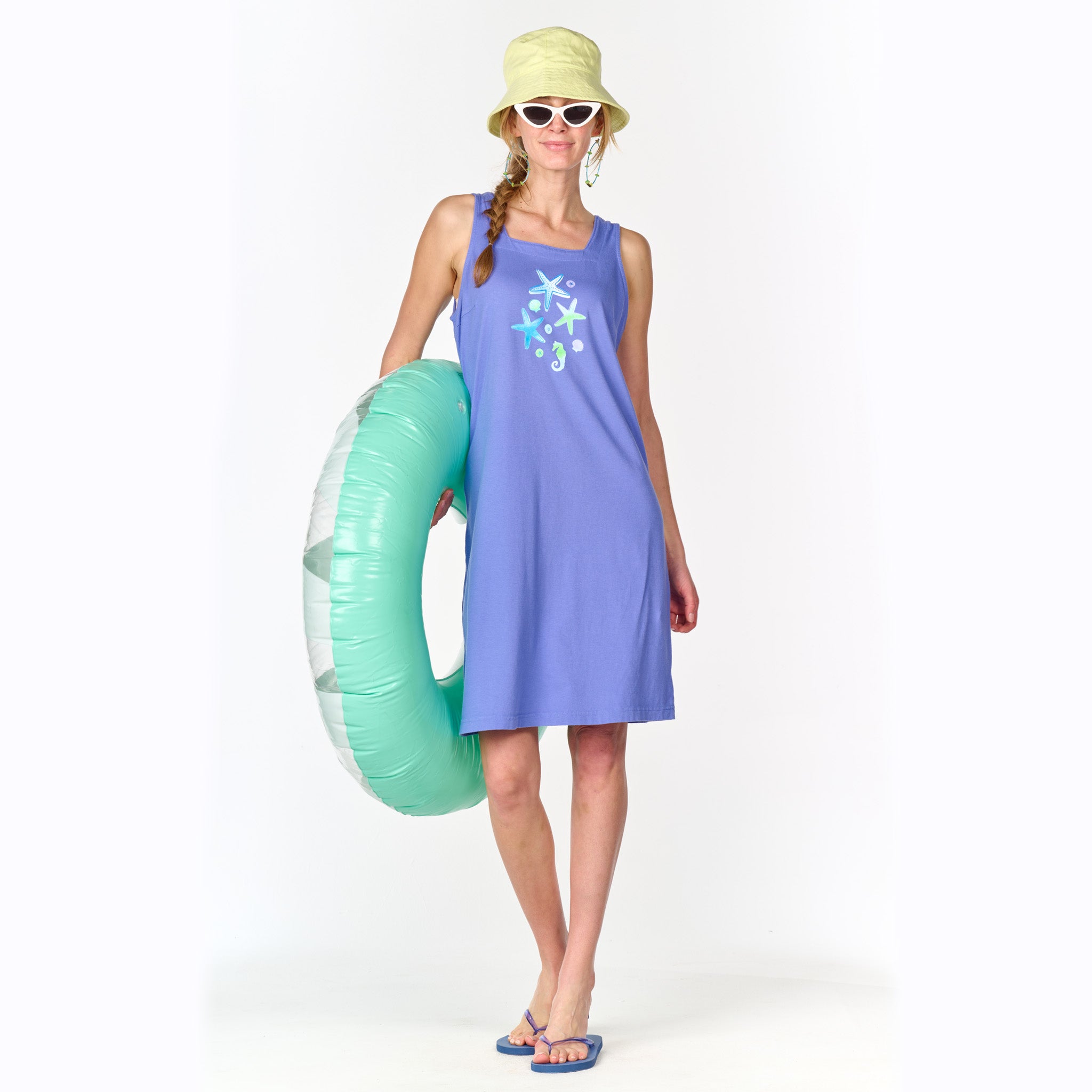 Scattered Shells Square Neck Dress