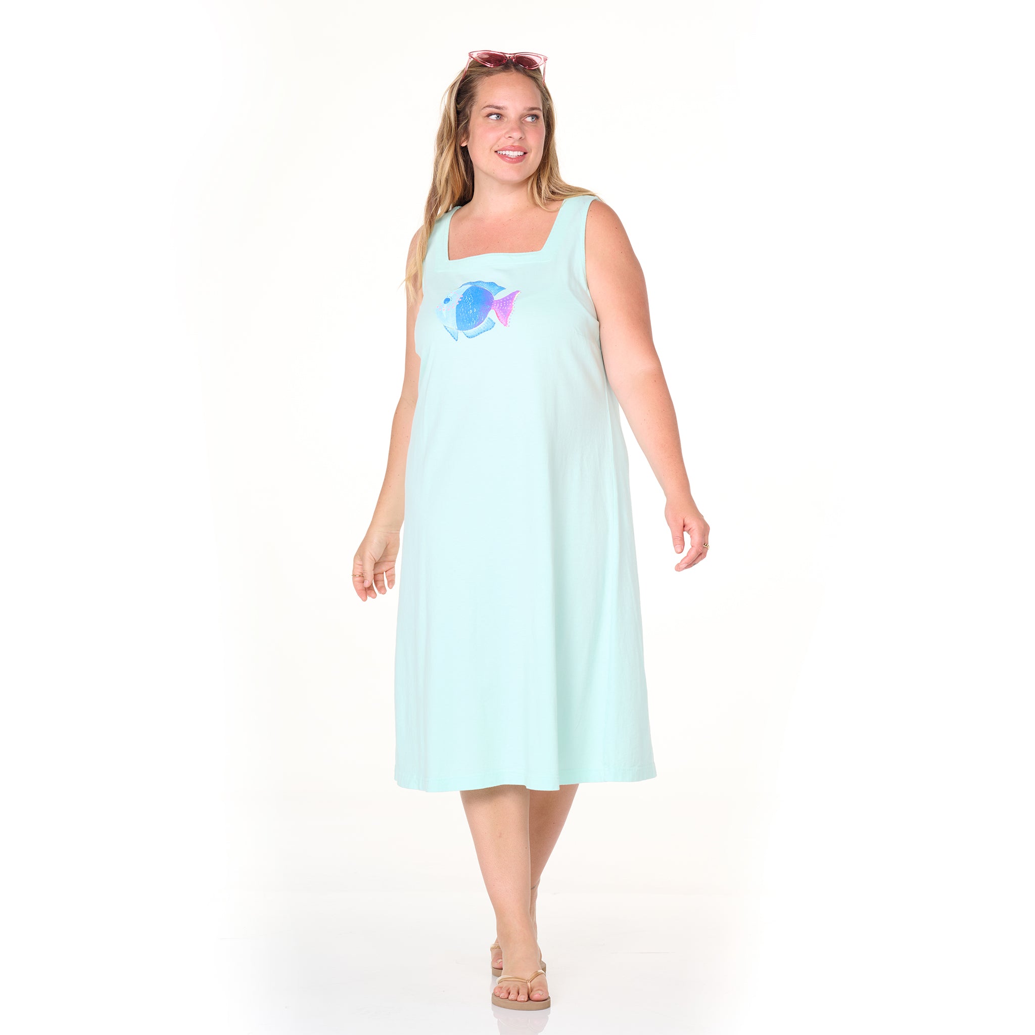 Ombre Fish Square Neck Dress | Plus Size