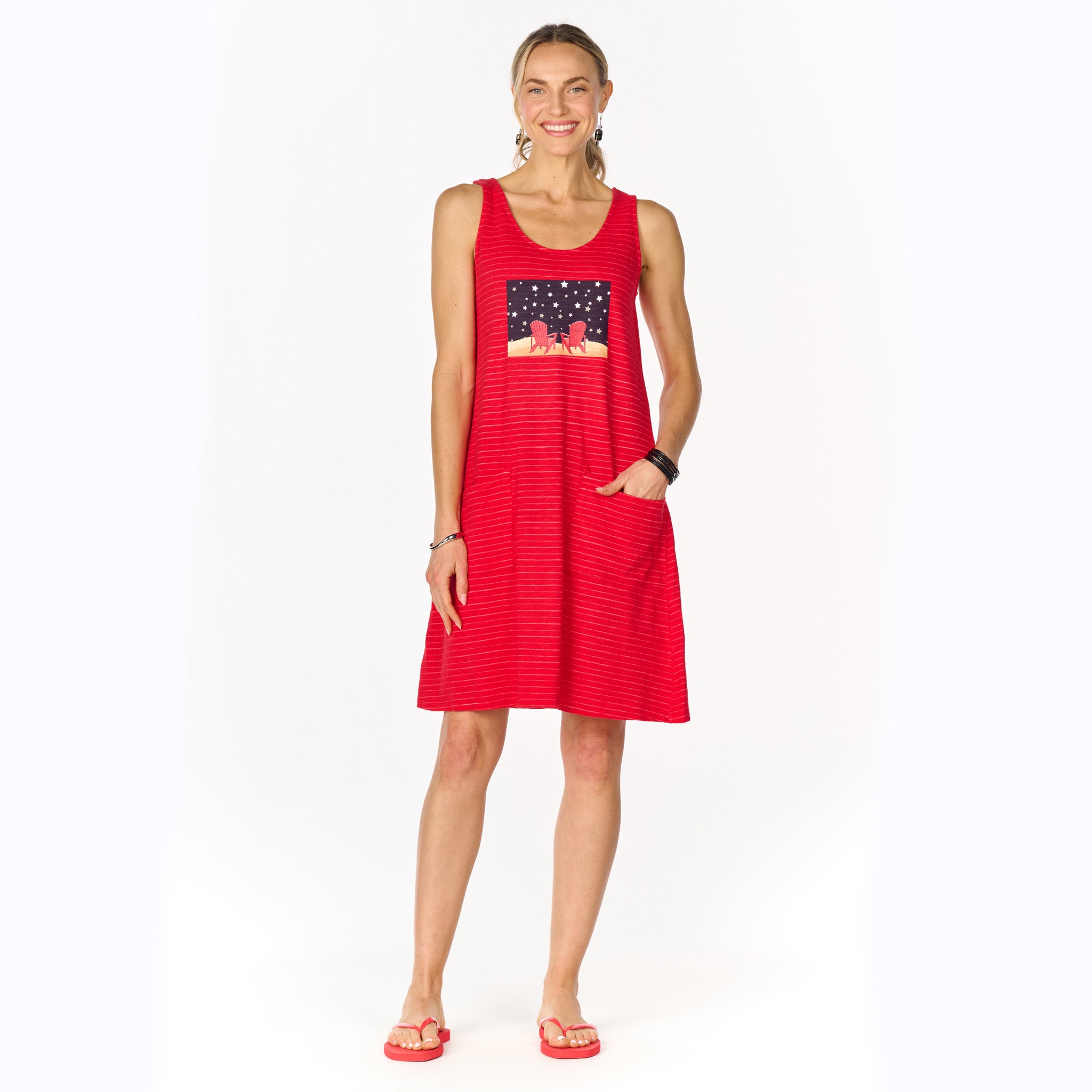 Starry Night Ocean Stripe Drape Dress