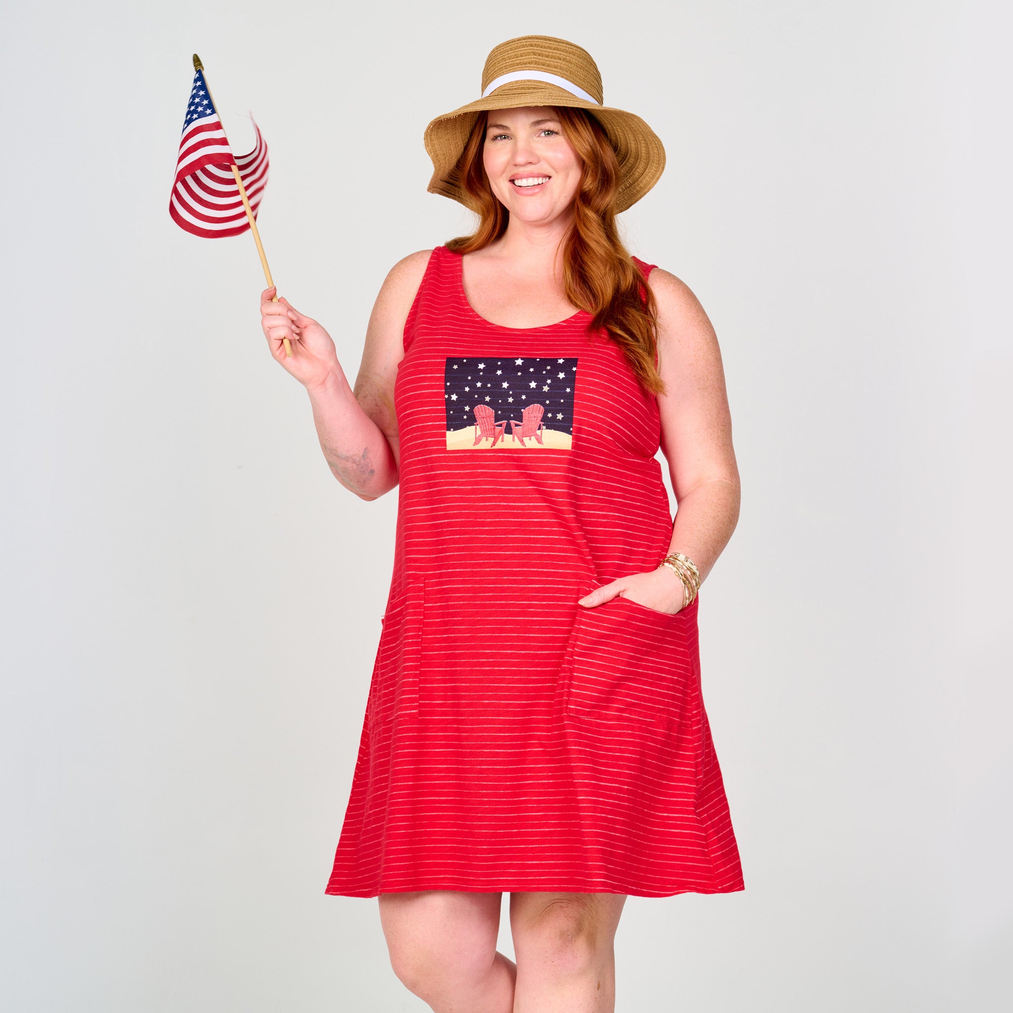 Starry Night Ocean Stripe Drape Dress | Plus Size