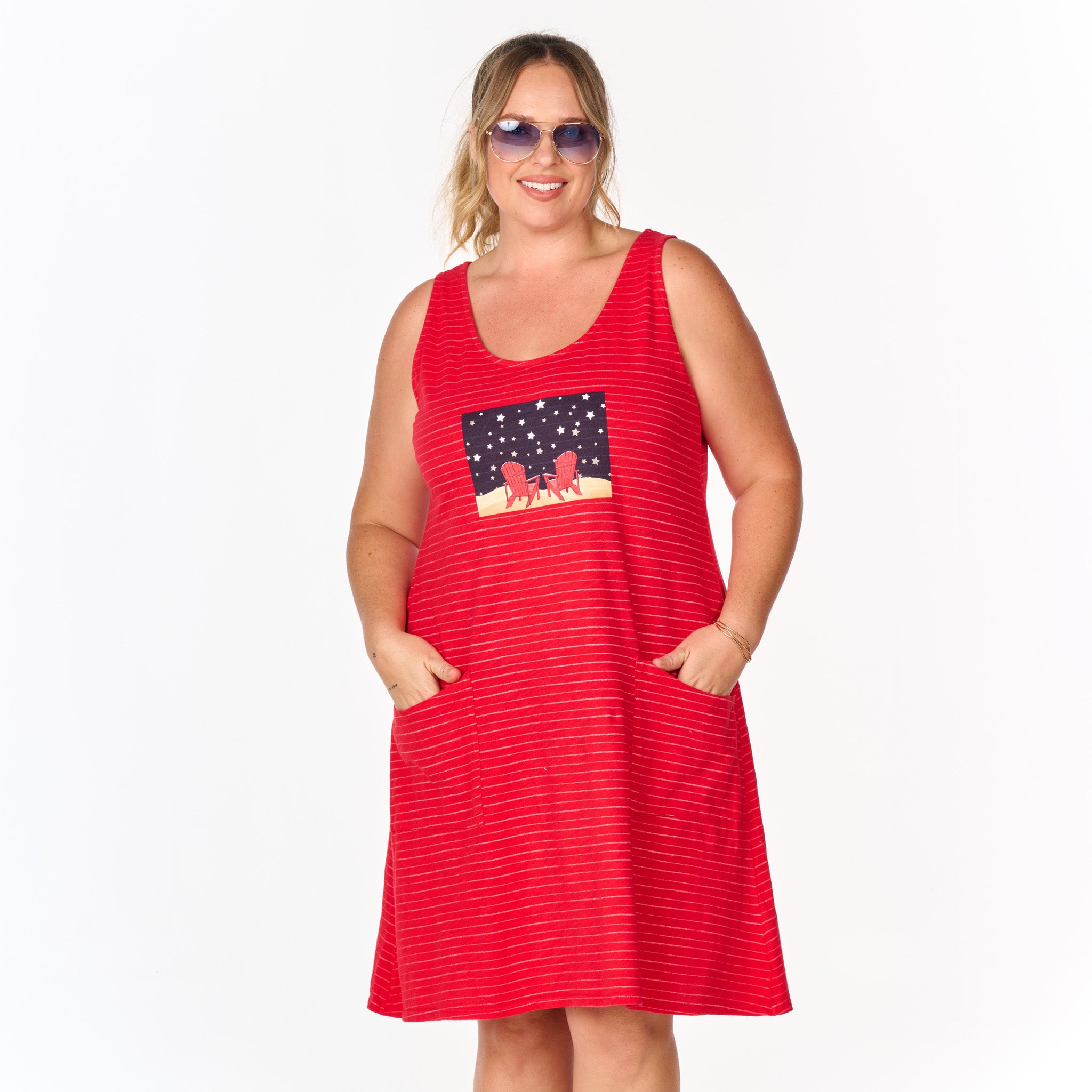 Starry Night Ocean Stripe Drape Dress | Plus Size