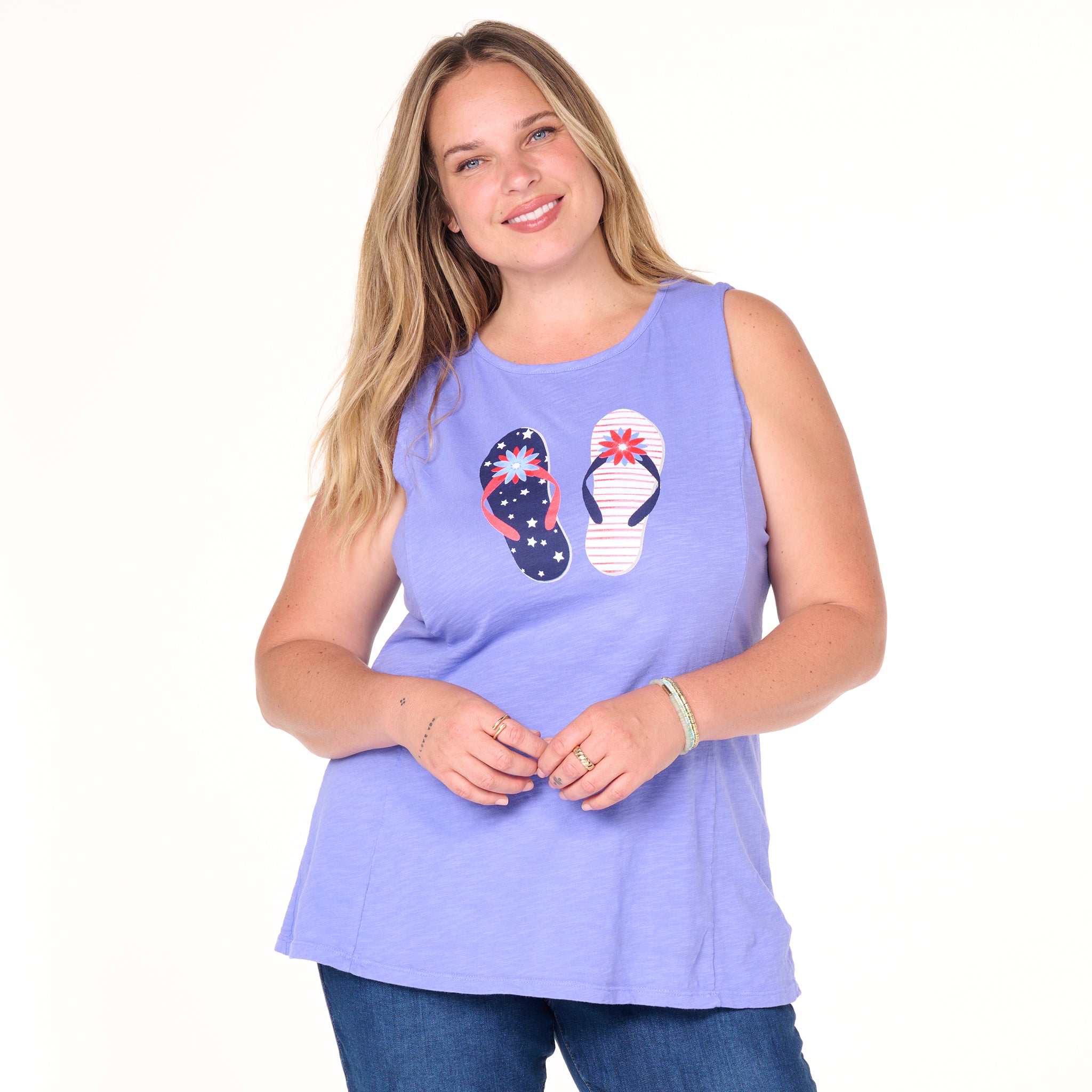 Stars & Stripes Flip Flop Chloe Tank | Plus Size