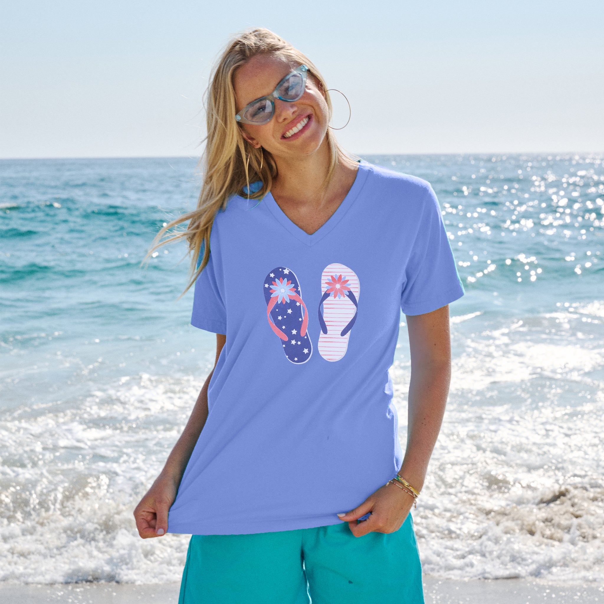 Stars & Stripes Flip Flop V-Neck T