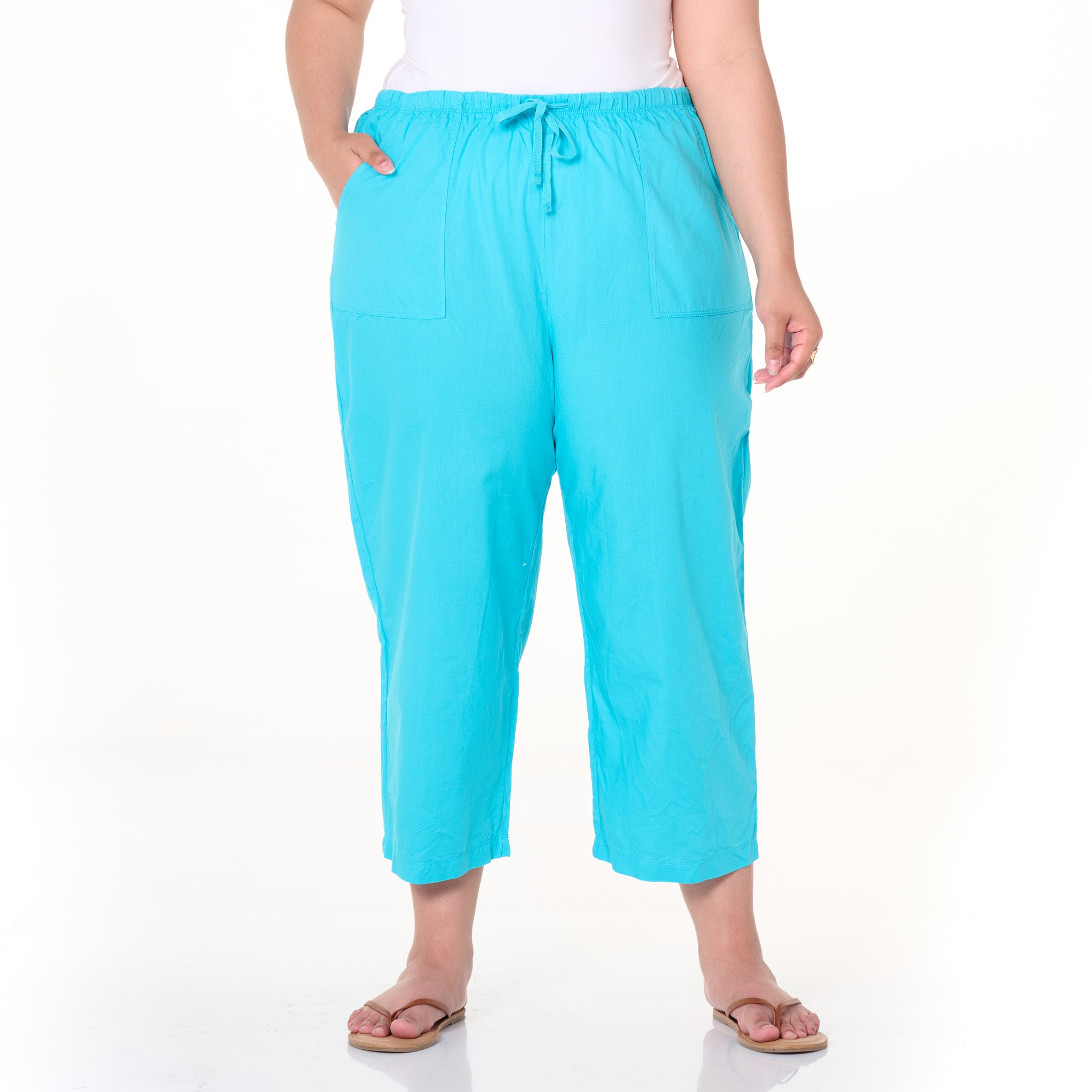Topstitch Sheeting Capris | Plus Size