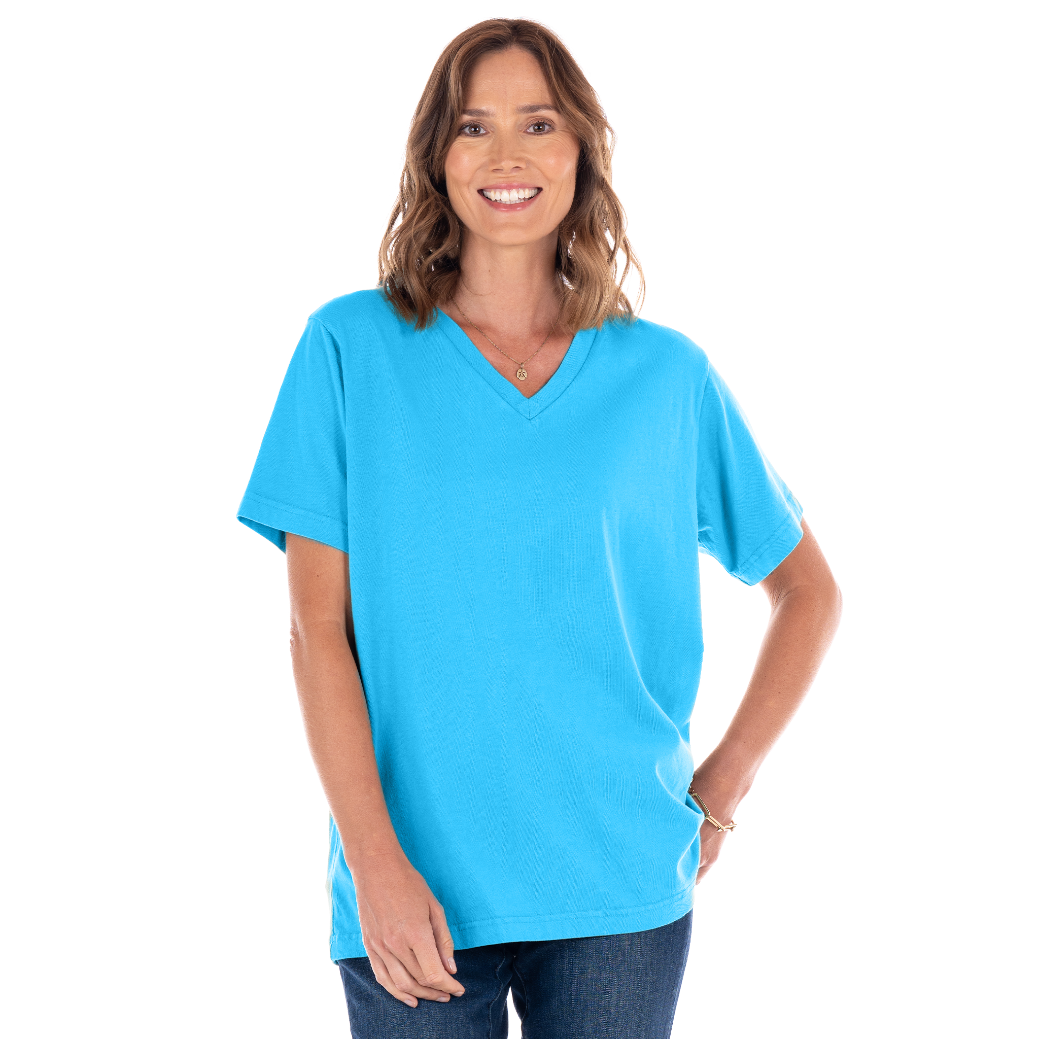 V-Neck T Blue Fin