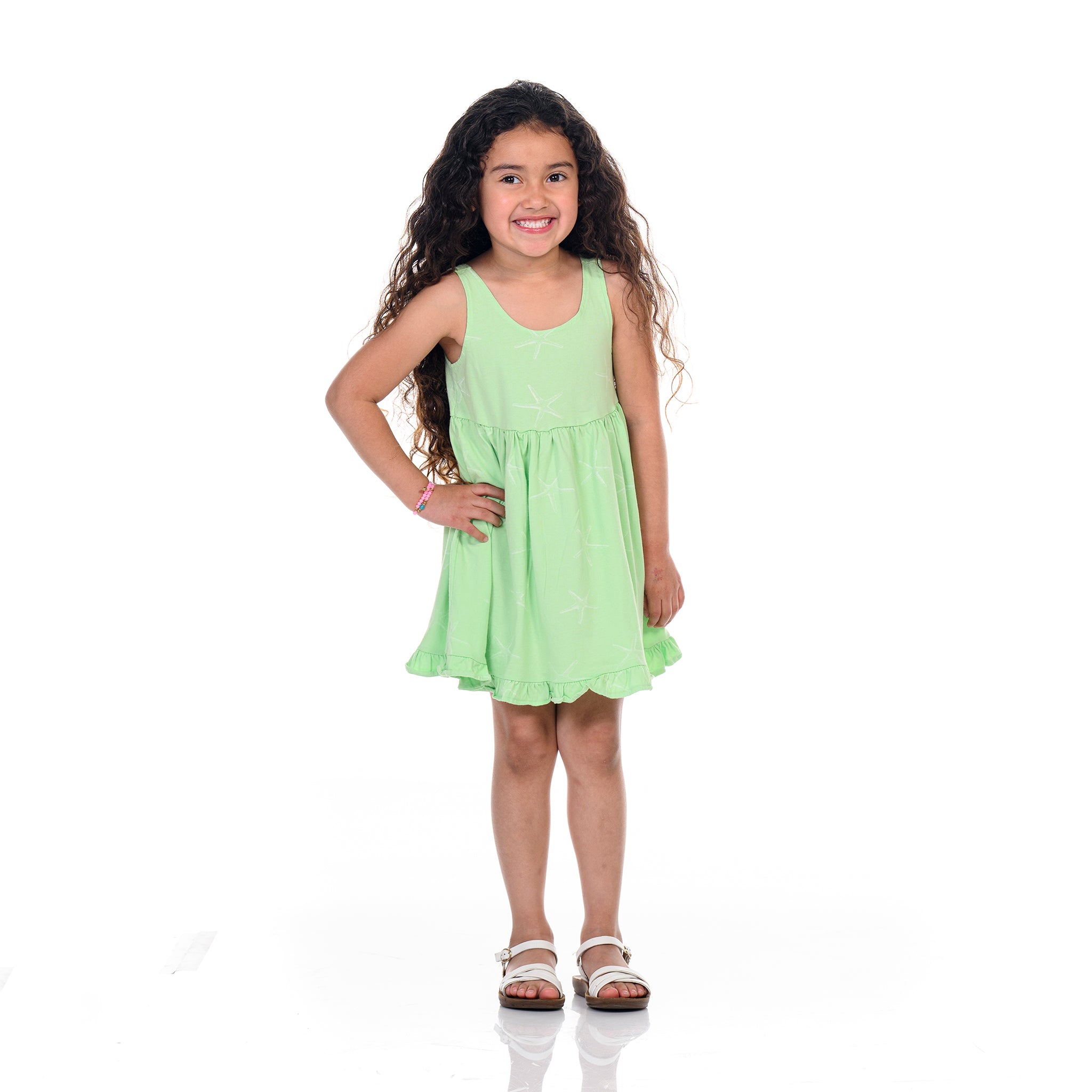 Girls Sea Star Ruffle Tank Dress