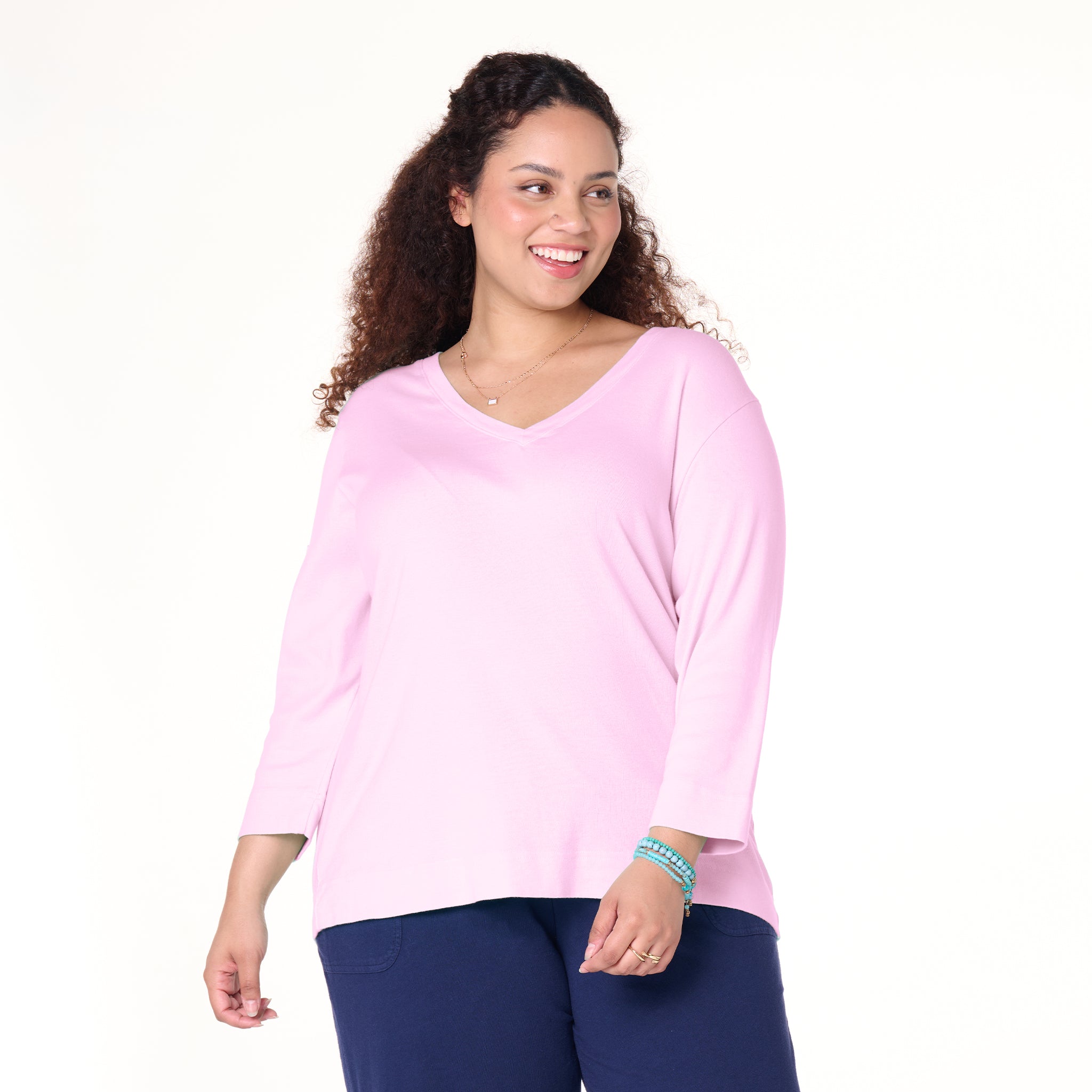 3/4 Sleeve Logo Fem T Plus Size Summer Colors
