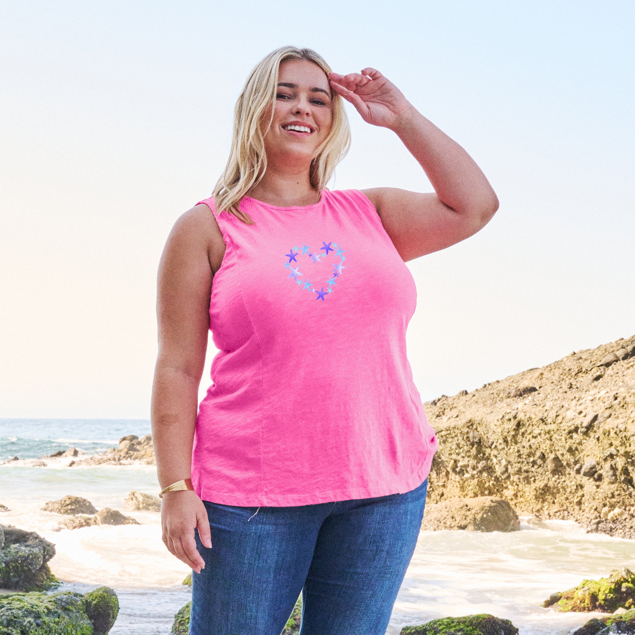 Blue Sea Heart Chloe Tank | Plus Size
