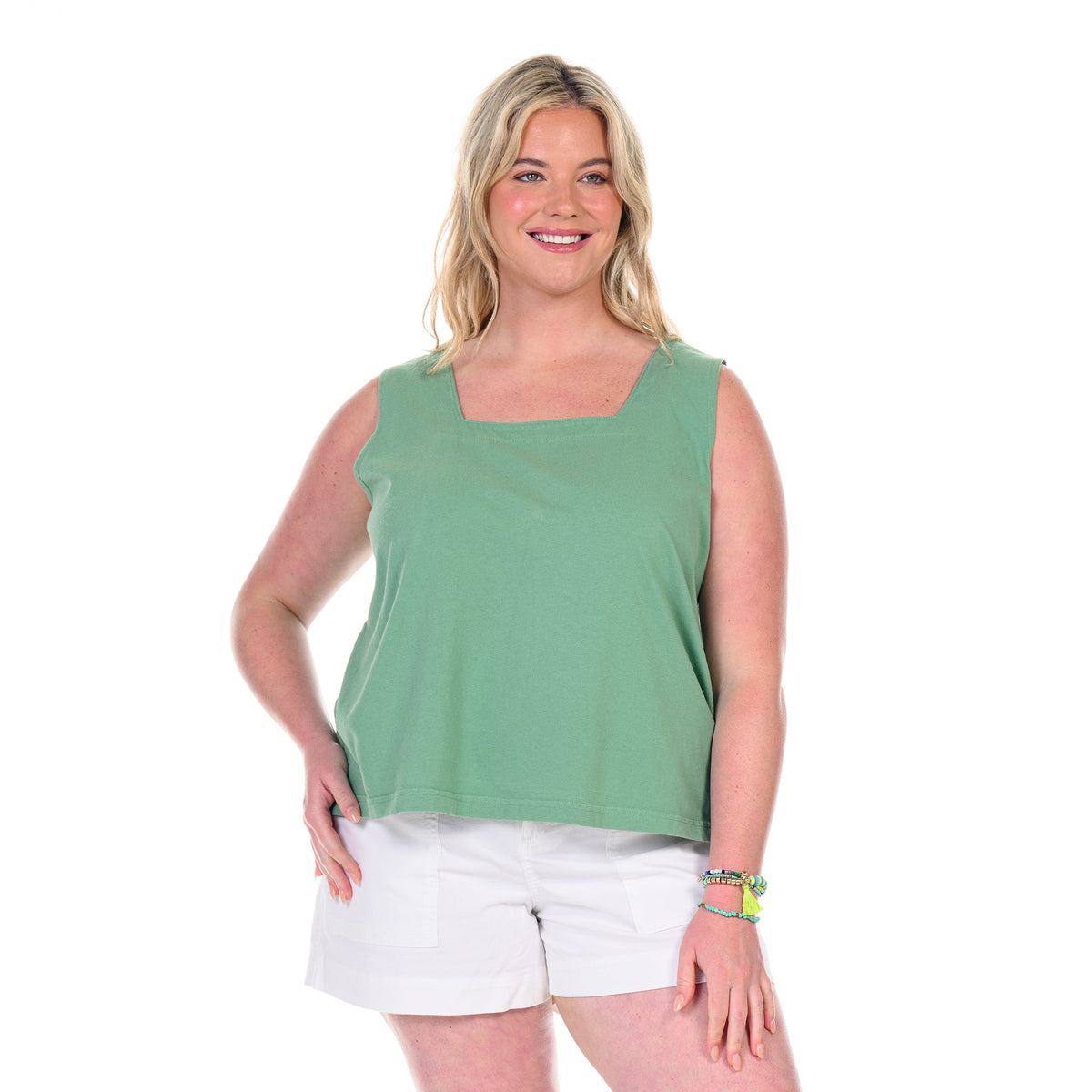 Boxy Tank | Plus Size Daffodil-Lagoon