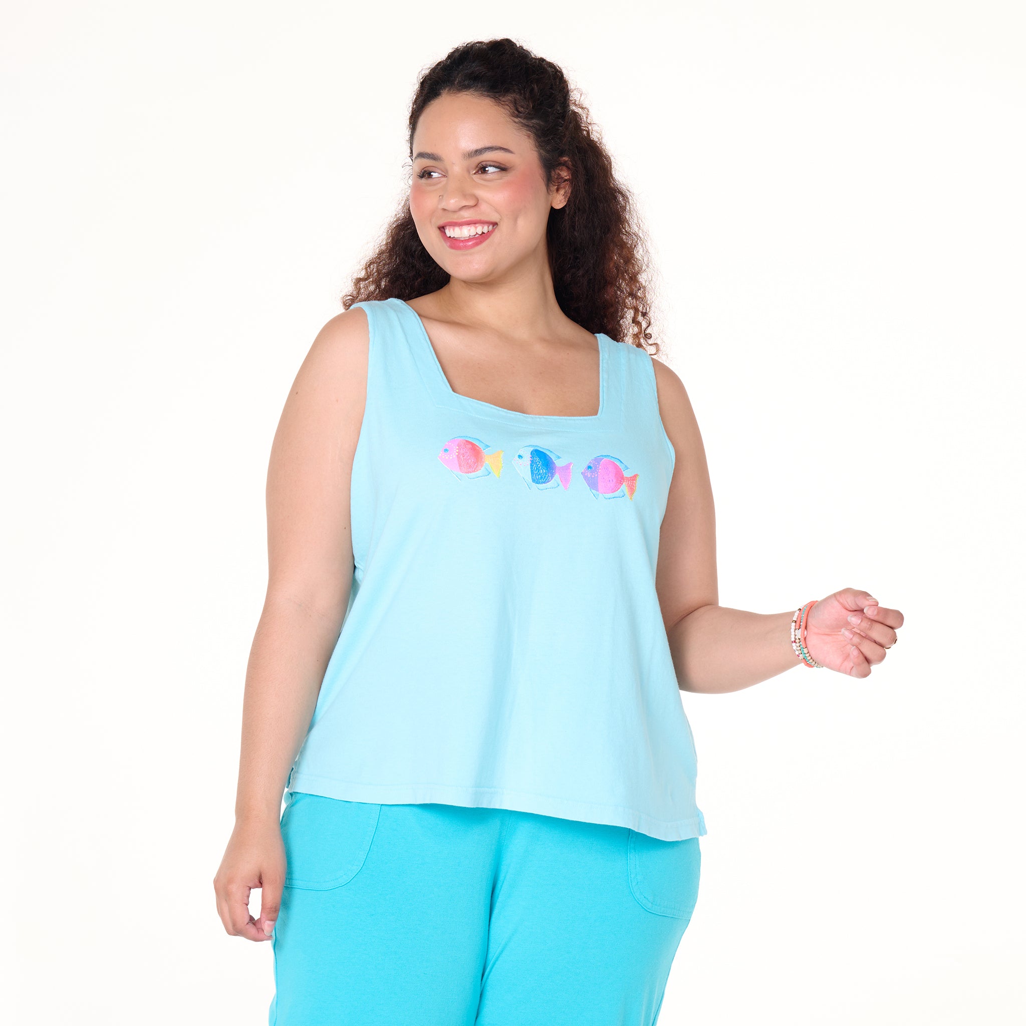 Colorful Fish Boxy Tank | Plus Size