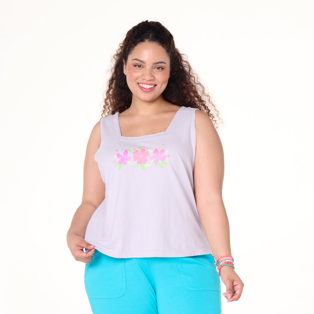 Cosmo Clothes Cosmo Bouquet Boxy Tank | Plus Size