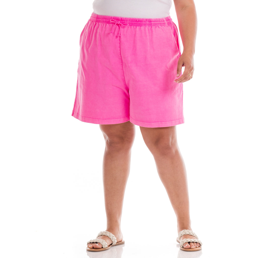 pink plus size jersey shorts 