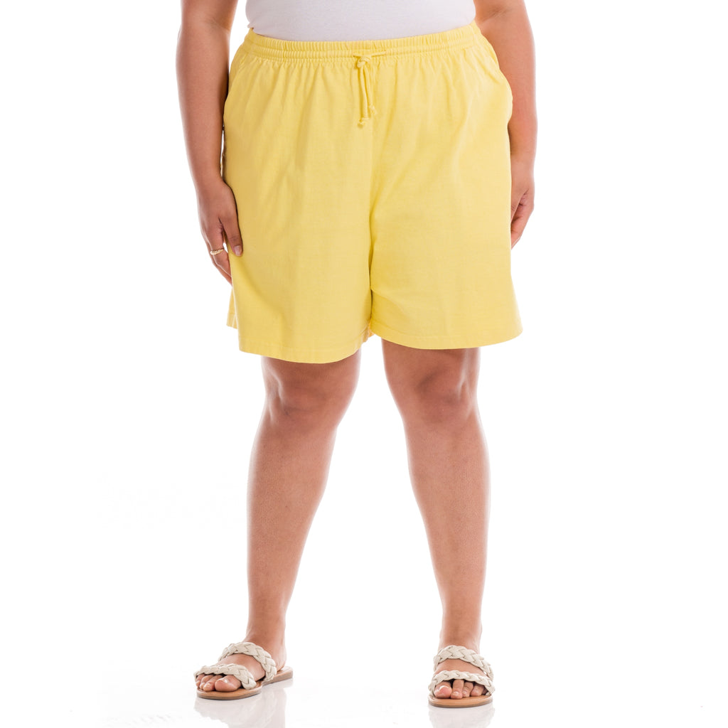 yellow plus size jersey shorts 