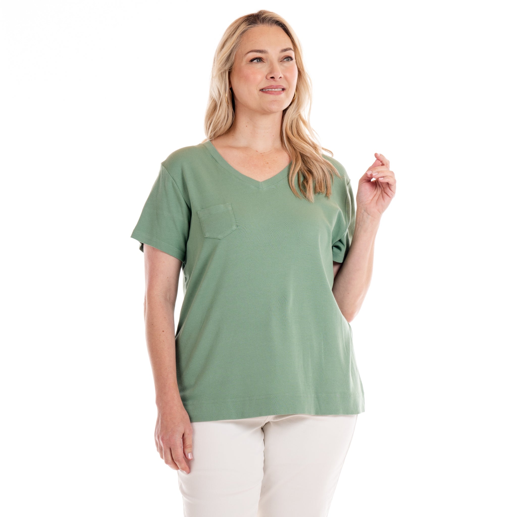 Ribbed Logo Fem T | Plus size Daffodil-Lagoon