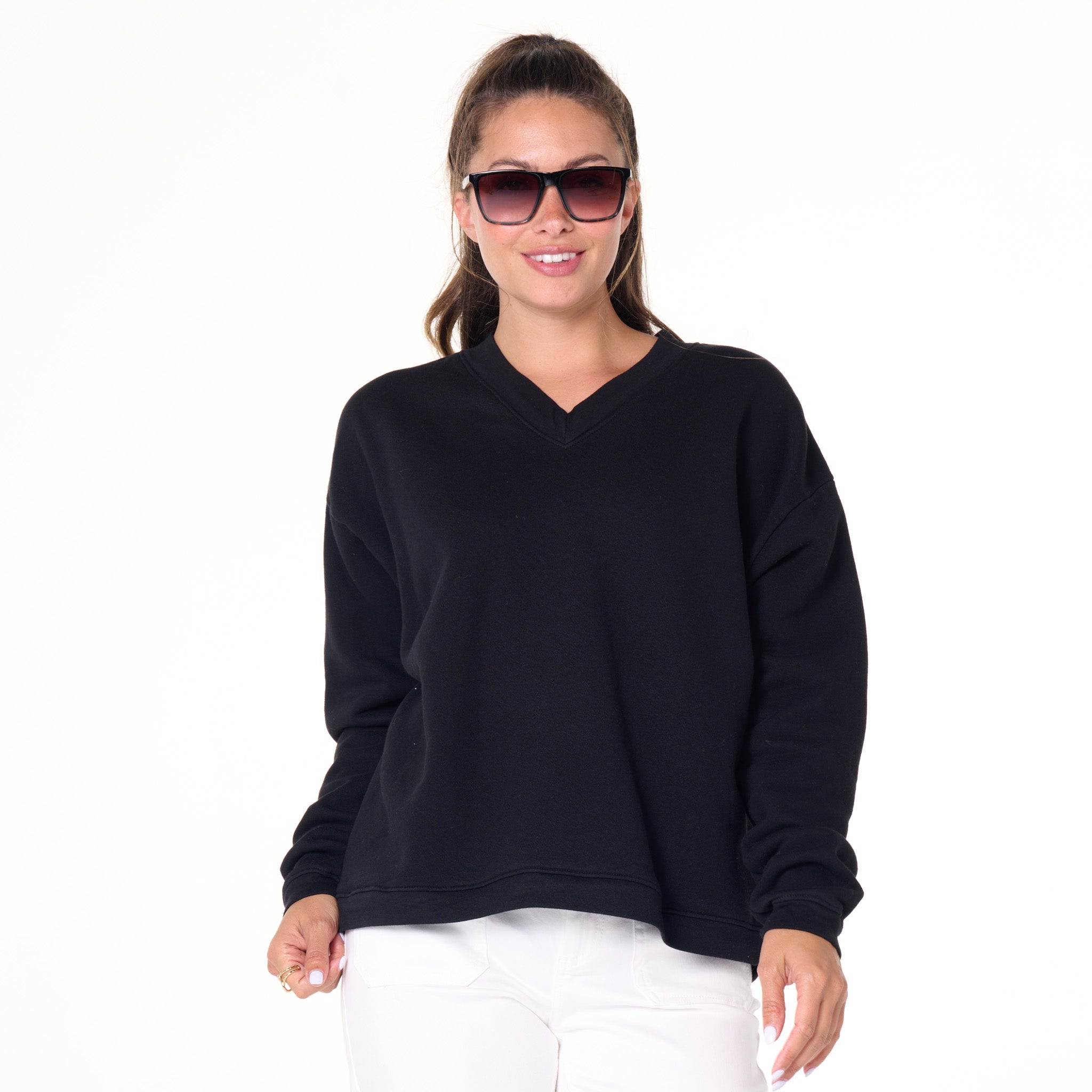 Crop Easy V Neck Sweatshirt