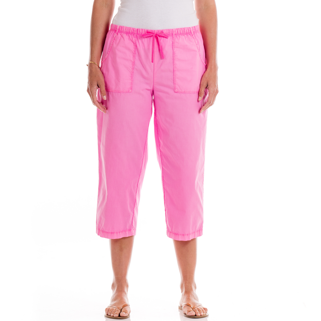 womens pink capris with pocket