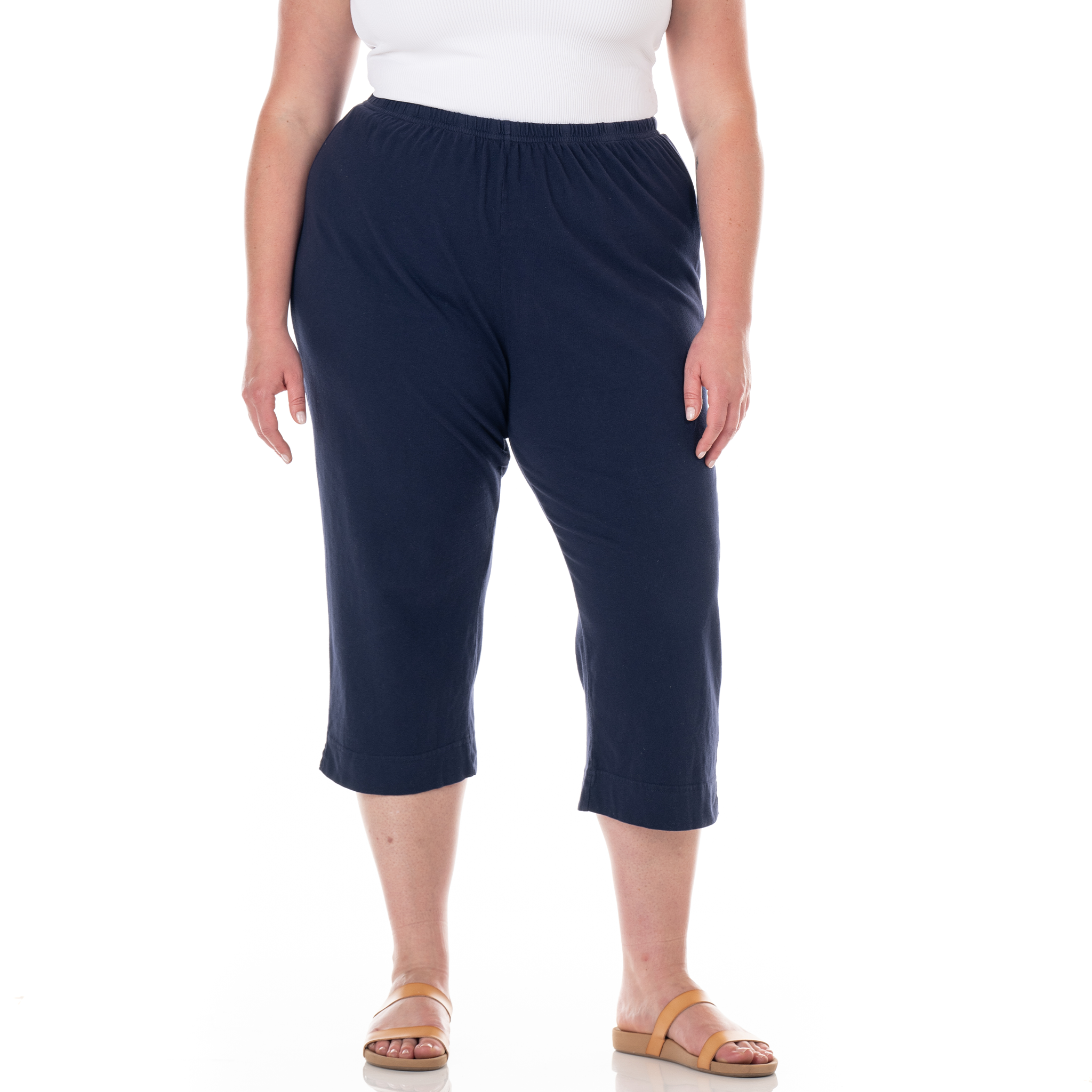 plus size jersey capris