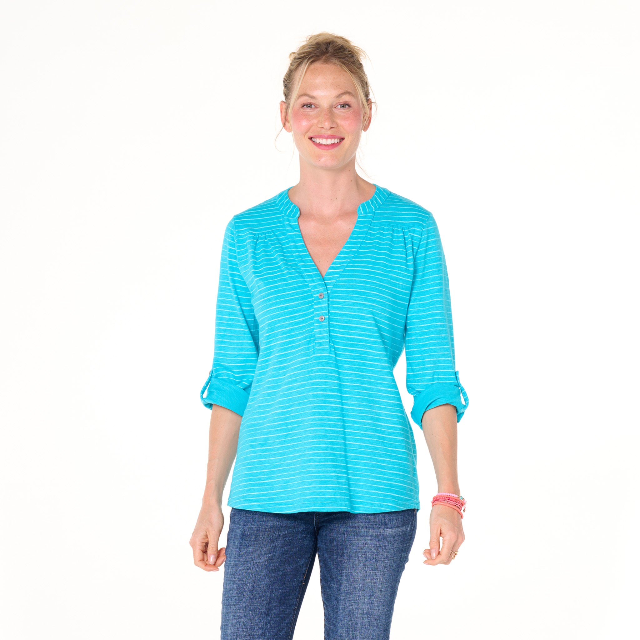 Ocean Stripe Buttonside Henley
