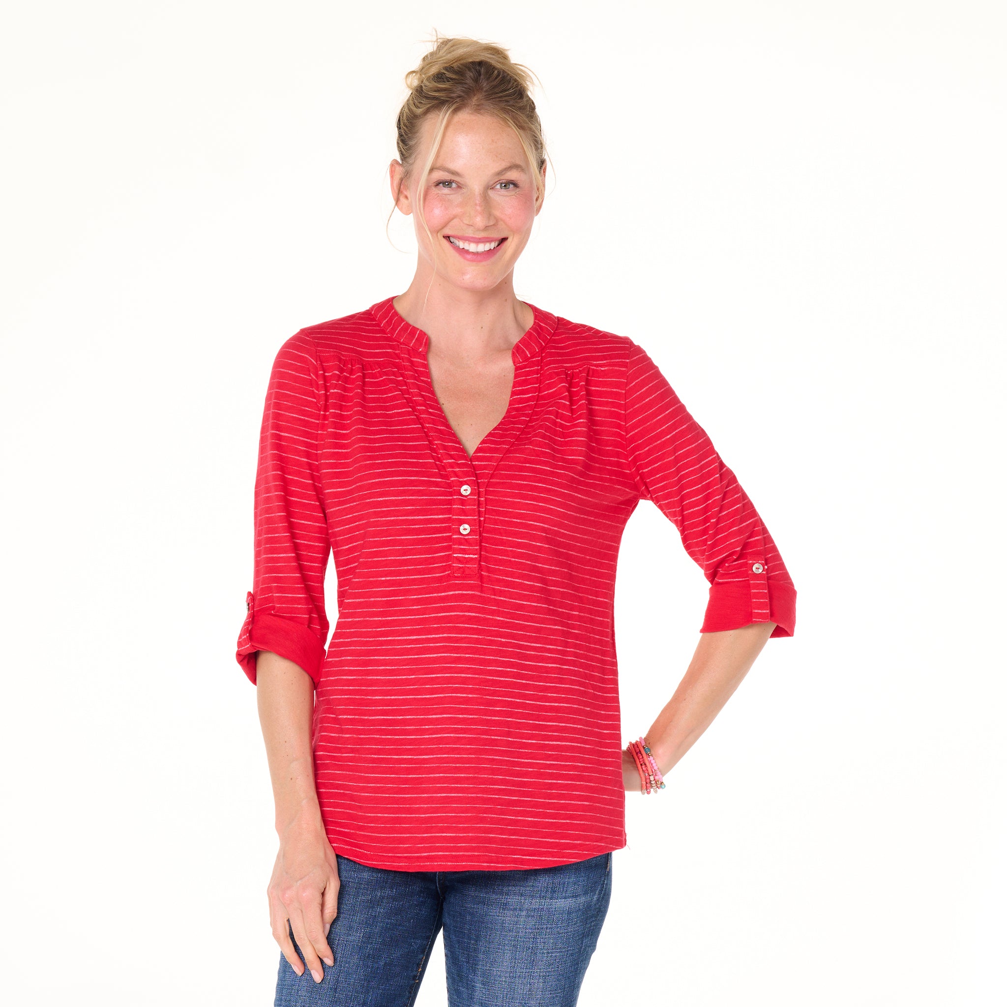 Ocean Stripe Buttonside Henley - 2025 Fall Colors